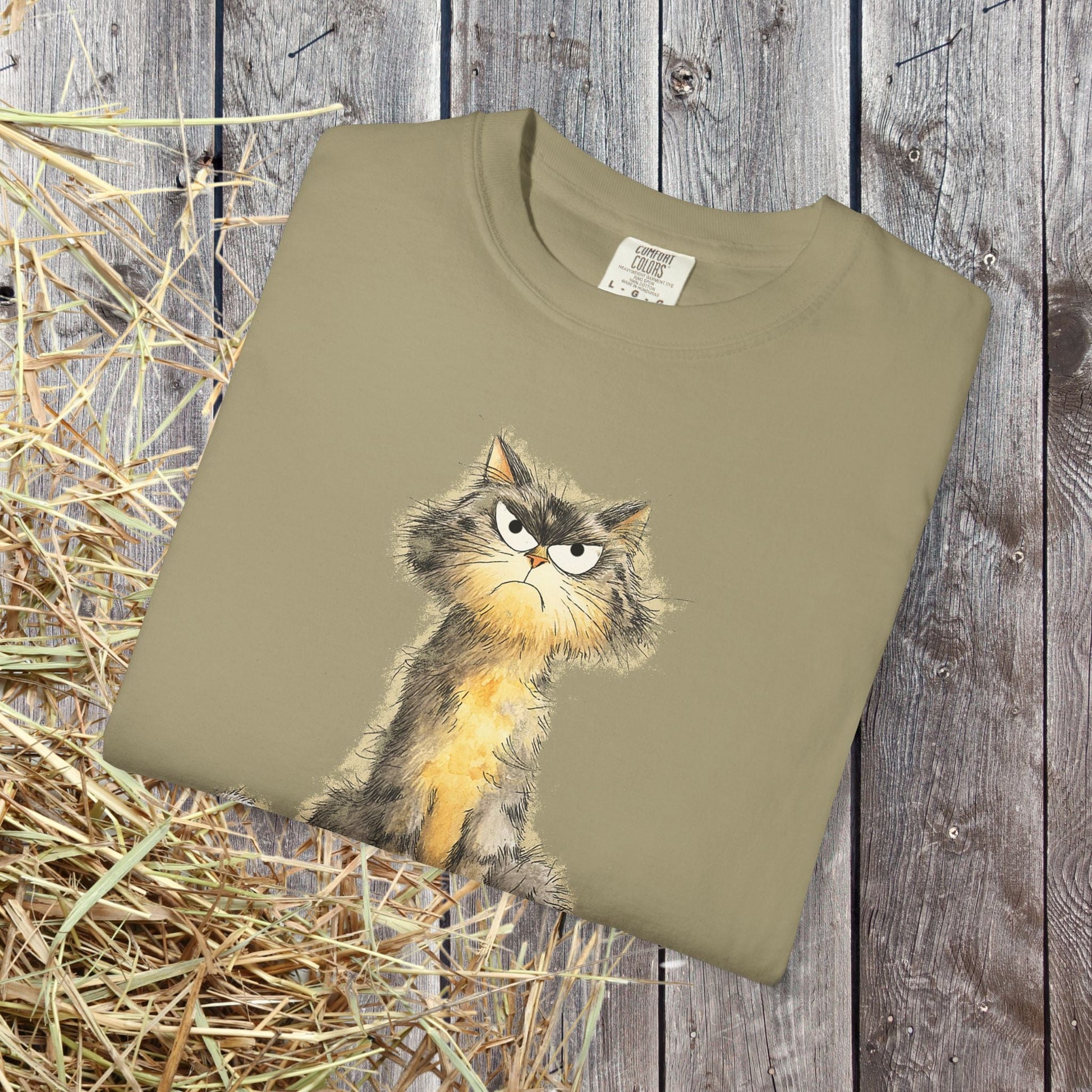 Funny Sarcastic Cat T-Shirt - Comfort Colors Whimsical Tabby Cat Lovers, Animal Lover - FlooredByArt