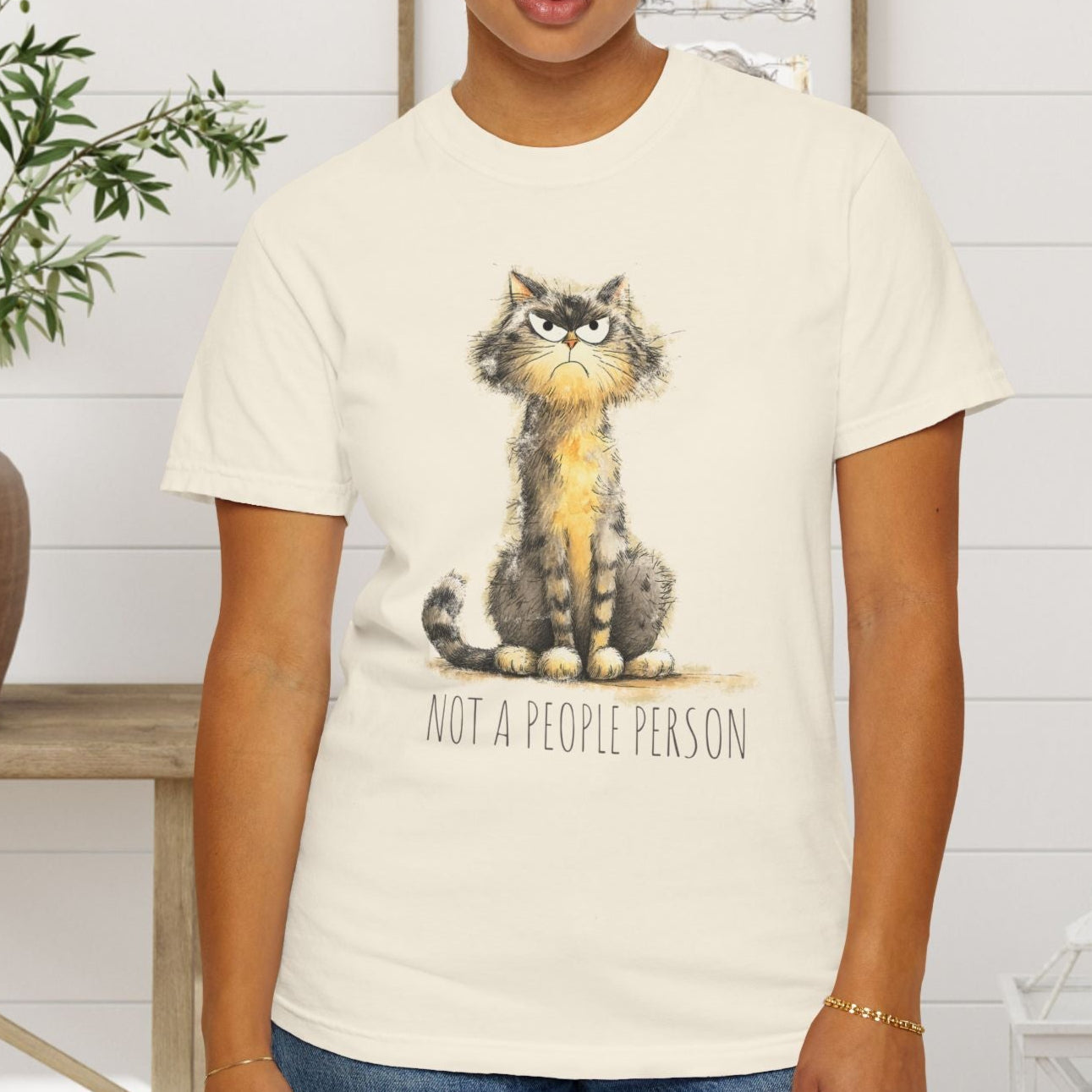 Funny Sarcastic Cat T-Shirt - Comfort Colors Whimsical Tabby Cat Lovers, Animal Lover - FlooredByArt