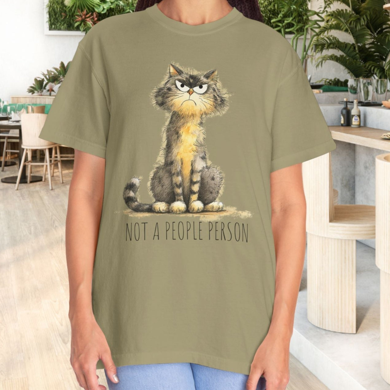 Funny Sarcastic Cat T-Shirt - Comfort Colors Whimsical Tabby Cat Lovers, Animal Lover - FlooredByArt