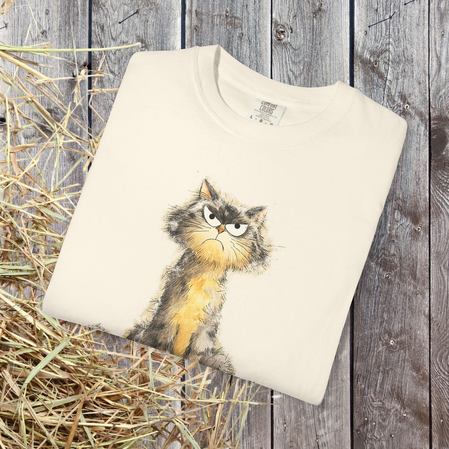 Funny Sarcastic Cat T-Shirt - Comfort Colors Whimsical Tabby Cat Lovers, Animal Lover - FlooredByArt