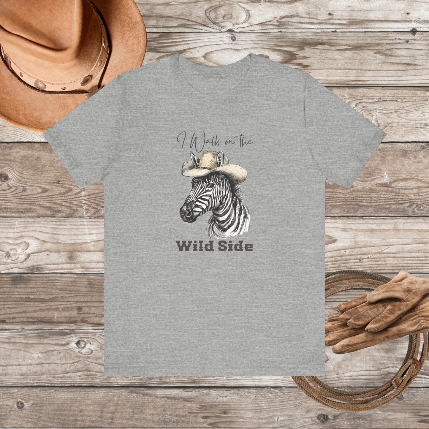 Funny Zebra Cowboy Cowgirl Shirt, Wild Western Graphic Tee, Walk on the Wild Side Tee - FlooredByArt
