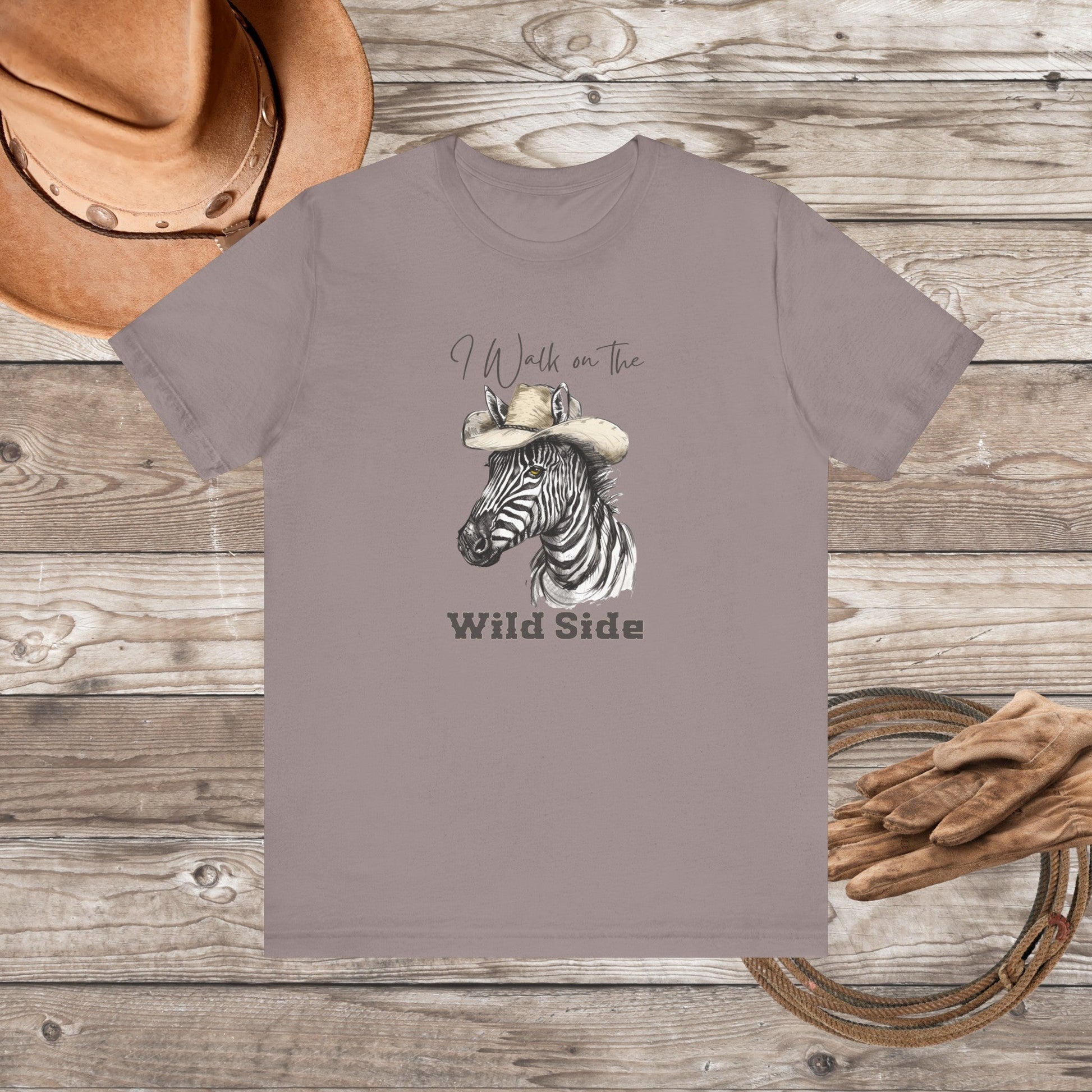 Funny Zebra Cowboy Cowgirl Shirt, Wild Western Graphic Tee, Walk on the Wild Side Tee - FlooredByArt