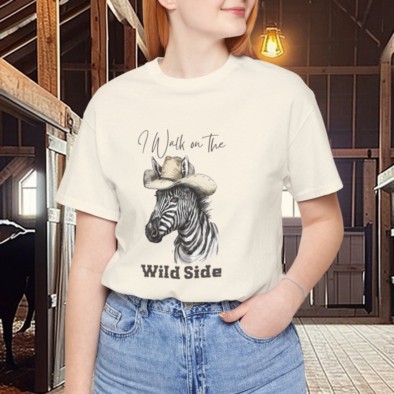 Funny Zebra Cowboy Cowgirl Shirt, Wild Western Graphic Tee, Walk on the Wild Side Tee - FlooredByArt