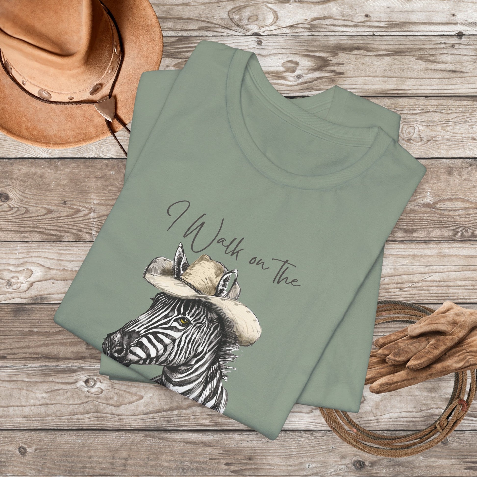 Funny Zebra Cowboy Cowgirl Shirt, Wild Western Graphic Tee, Walk on the Wild Side Tee - FlooredByArt