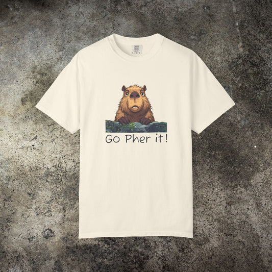 Gopher Comfort Colors Shirt - Go Pher It! Funny Animal Tee, Nature Pun Gift, Outdoorsy Humor Shirt, Cute Wildlife T-shirt - FlooredByArt