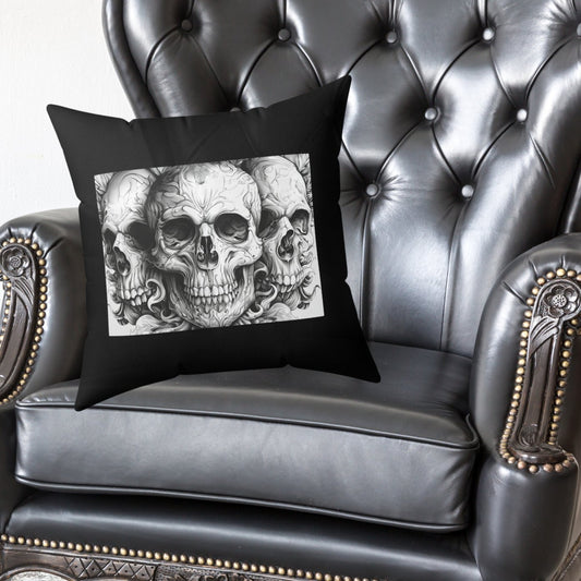 Goth Skull Art Throw Pillow, Decorative Dark Academia Art Pillow - FlooredByArt