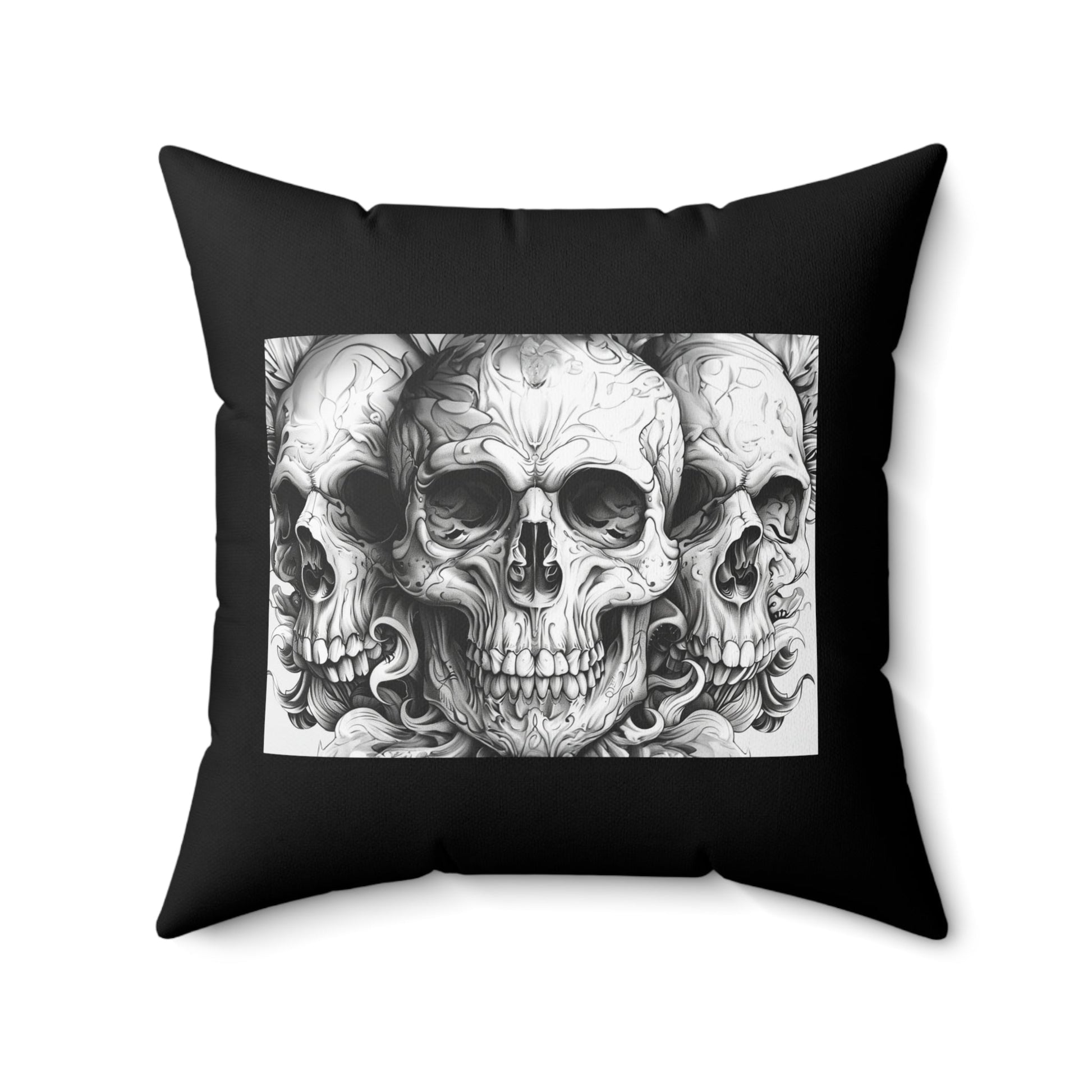 Goth Skull Art Throw Pillow, Decorative Dark Academia Art Pillow, Any Room Gothic Skull Decor - FlooredByArt