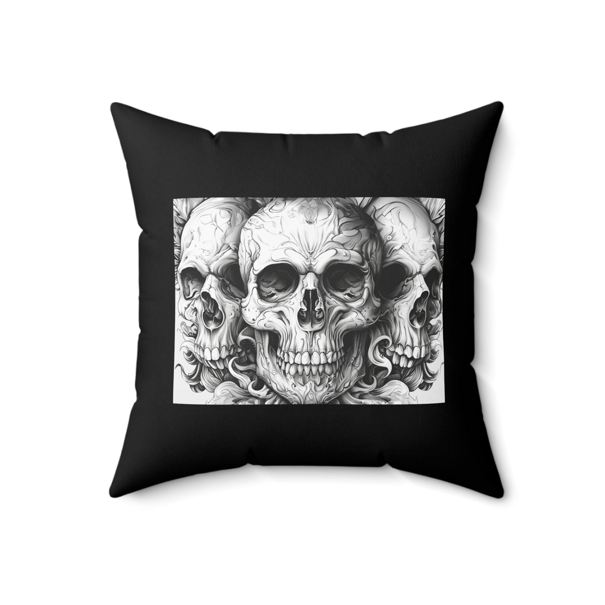Goth Skull Art Throw Pillow, Decorative Dark Academia Art Pillow, Any Room Gothic Skull Decor - FlooredByArt