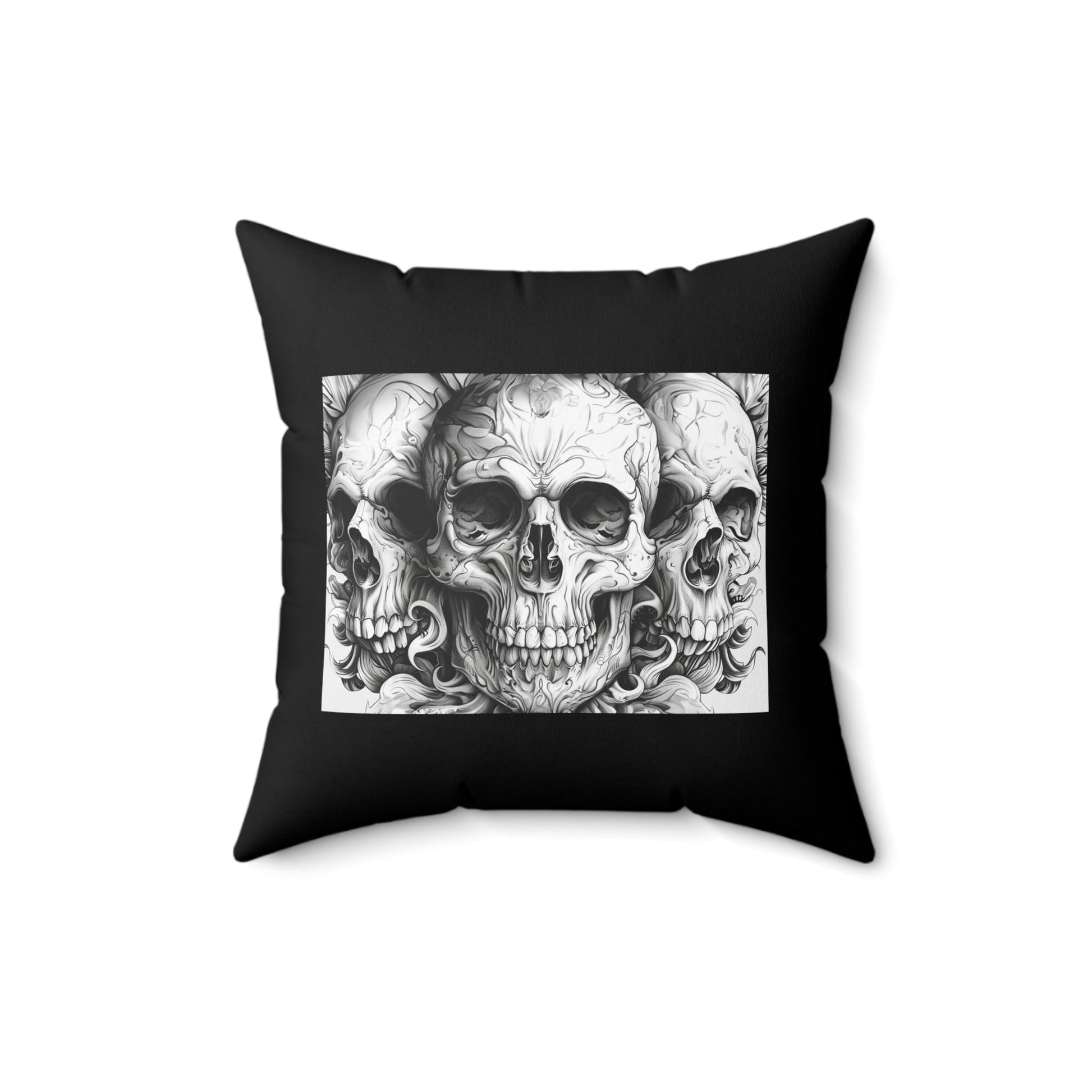 Goth Skull Art Throw Pillow, Decorative Dark Academia Art Pillow, Any Room Gothic Skull Decor - FlooredByArt