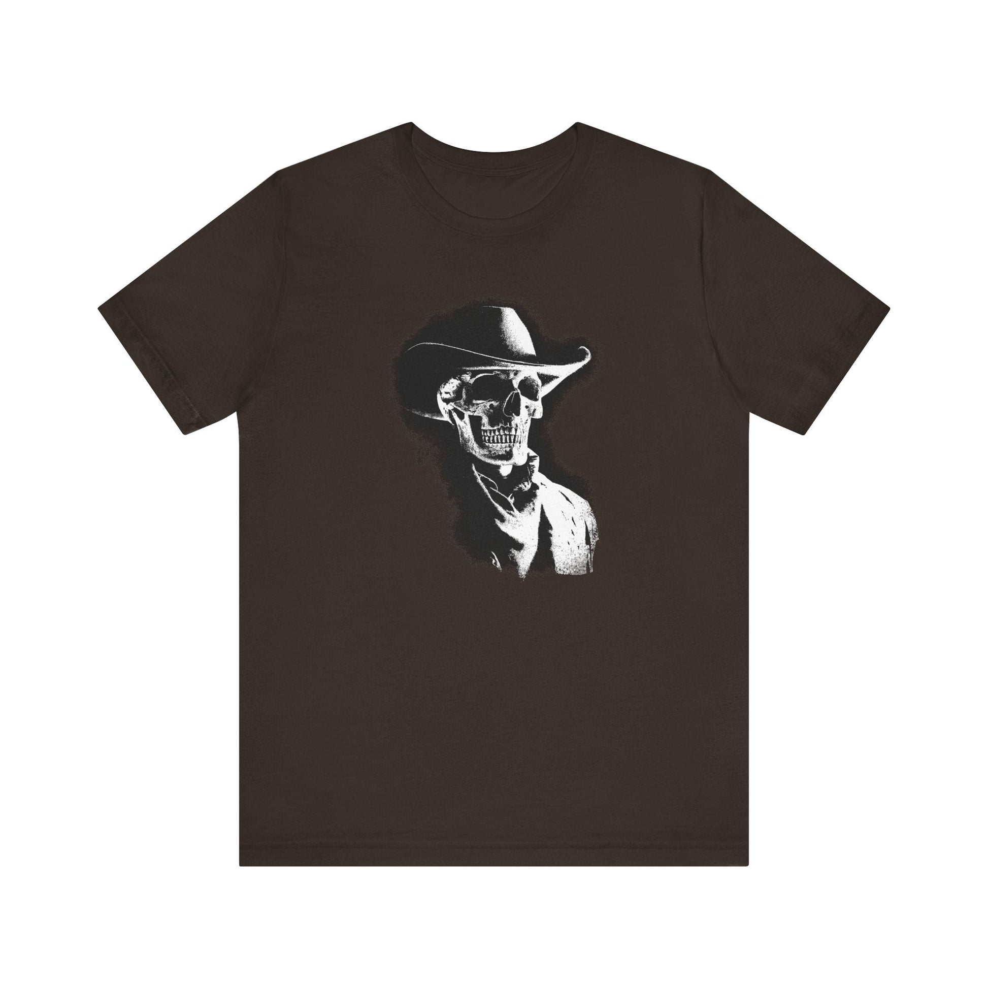Gothic Cowboy Skeleton T-Shirt – Dark Western Skull Shirt, Ghost Rider Western - FlooredByArt