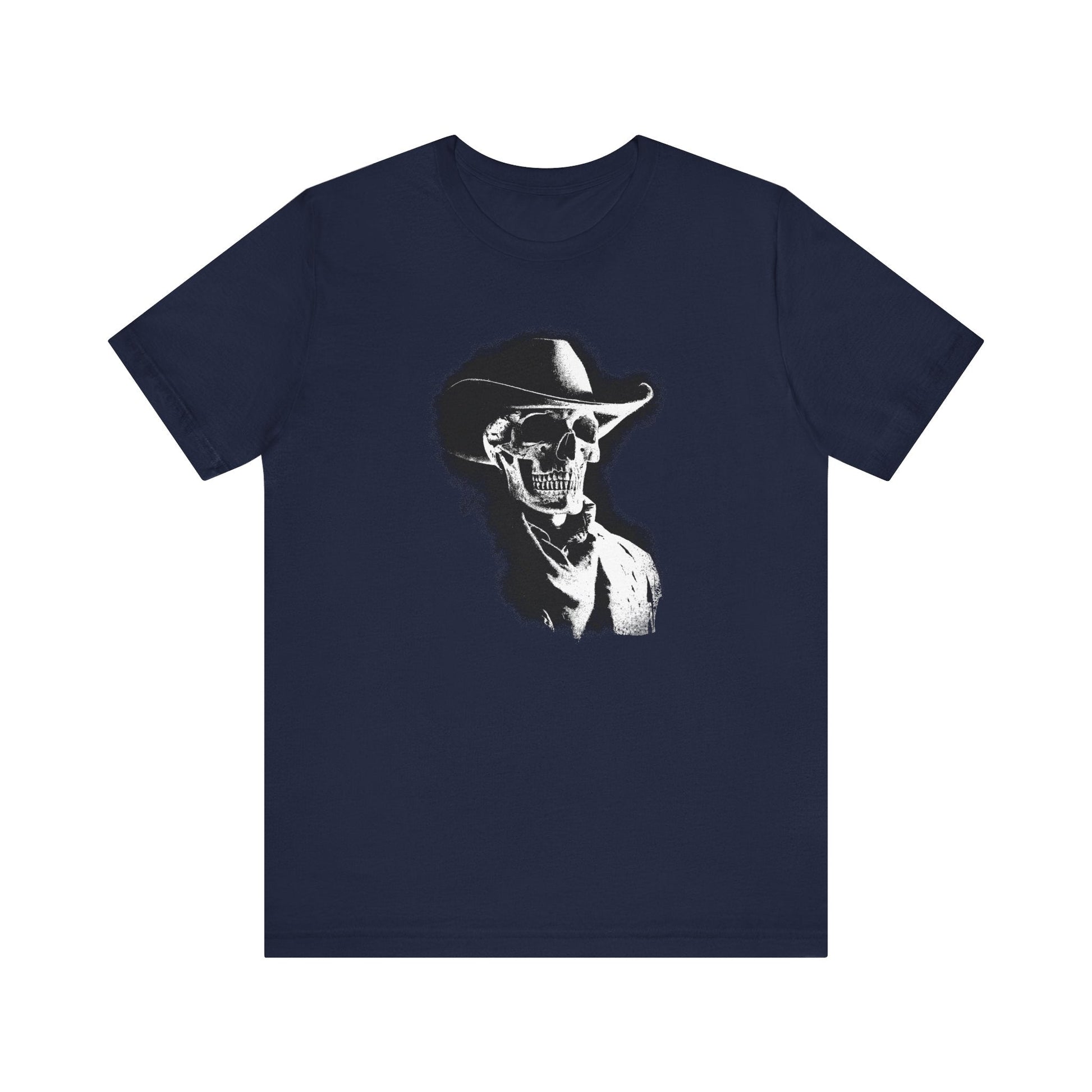 Gothic Cowboy Skeleton T-Shirt – Dark Western Skull Shirt, Ghost Rider Western - FlooredByArt