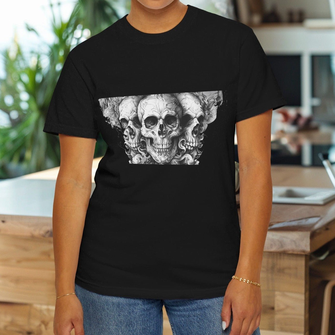 Gothic Skull Shirt, Dark Academia Goth T - shirt, Oversized Comfort Colors tee - FlooredByArt