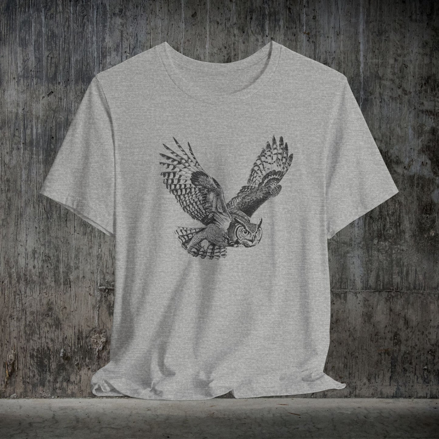 Great Horned Owl T-Shirt – Pen and Ink Wildlife Art Tee for Nature and Bird Lovers - FlooredByArt