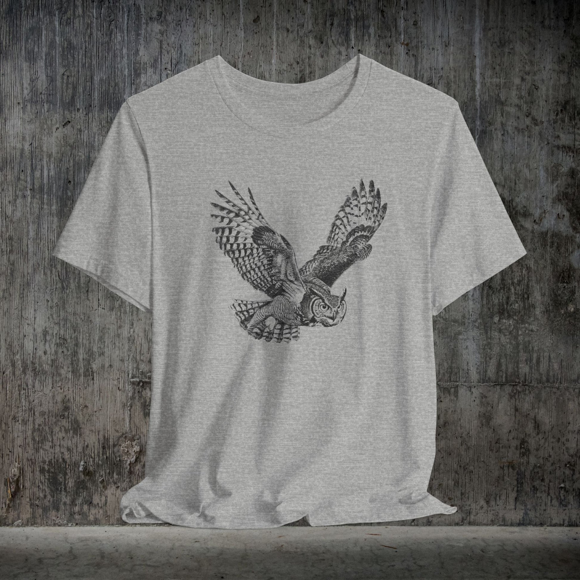 Great Horned Owl T-Shirt – Pen and Ink Wildlife Art Tee for Nature and Bird Lovers - FlooredByArt