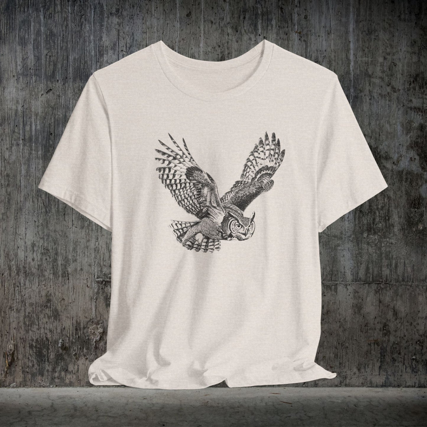 Great Horned Owl T-Shirt – Pen and Ink Wildlife Art Tee for Nature and Bird Lovers - FlooredByArt