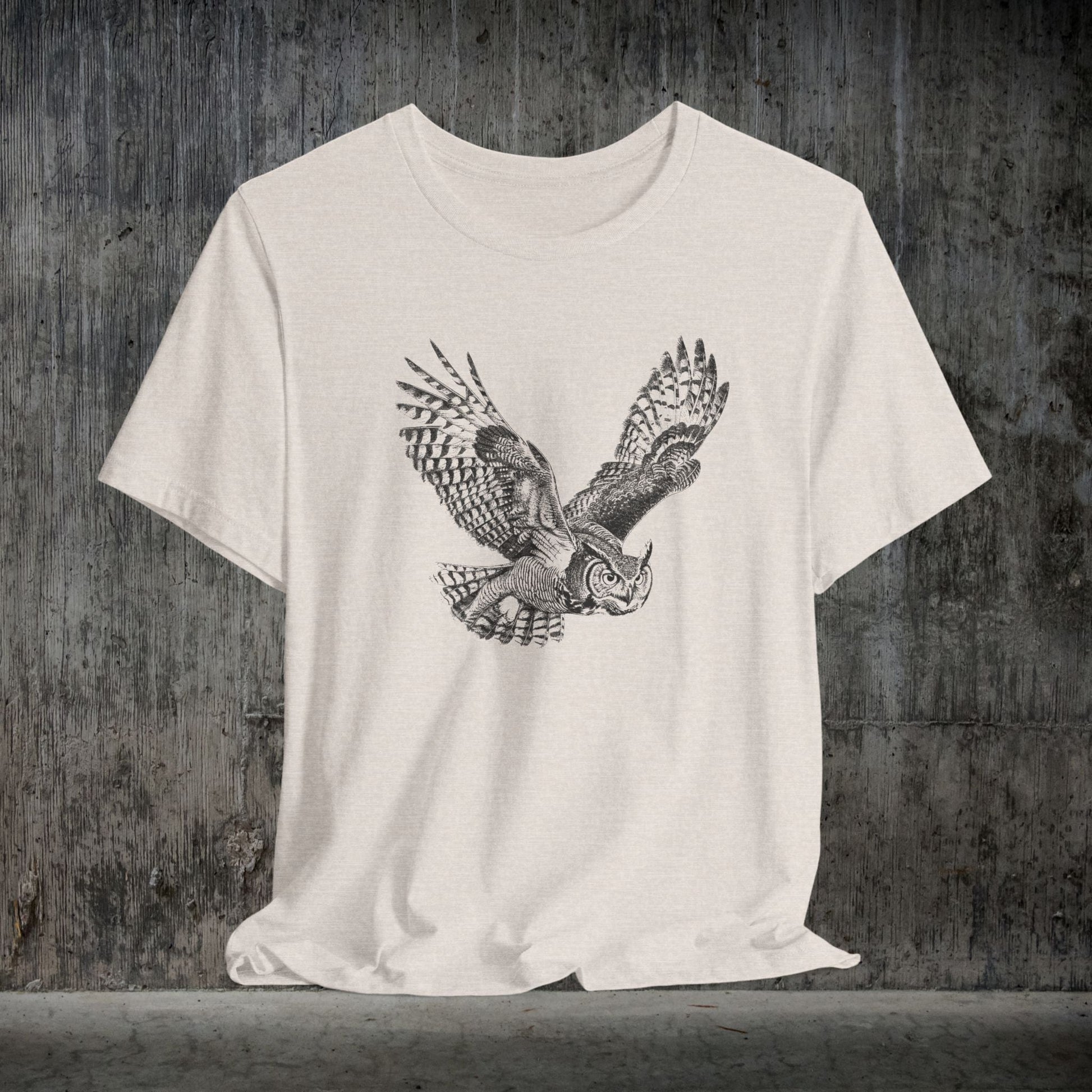 Great Horned Owl T-Shirt – Pen and Ink Wildlife Art Tee for Nature and Bird Lovers - FlooredByArt