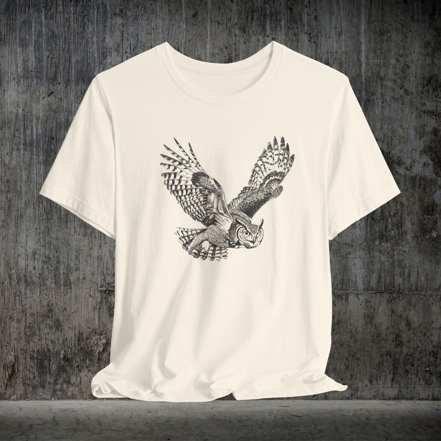 Great Horned Owl T-Shirt – Pen and Ink Wildlife Art Tee for Nature and Bird Lovers - FlooredByArt
