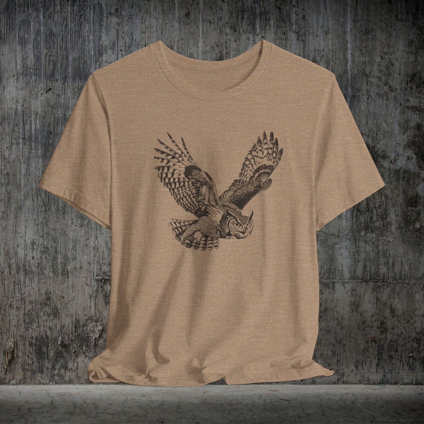 Great Horned Owl T-Shirt – Pen and Ink Wildlife Art Tee for Nature and Bird Lovers - FlooredByArt