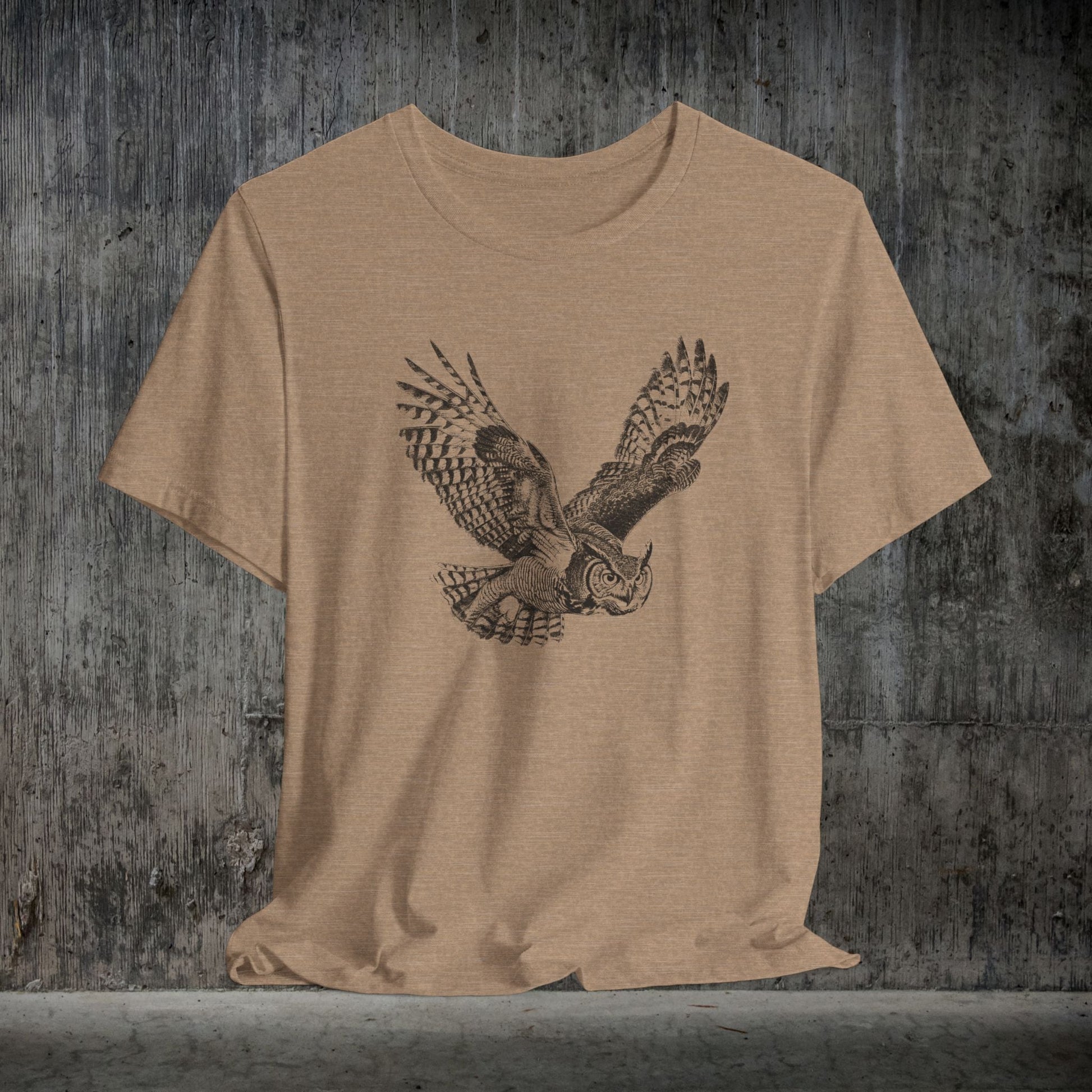 Great Horned Owl T-Shirt – Pen and Ink Wildlife Art Tee for Nature and Bird Lovers - FlooredByArt