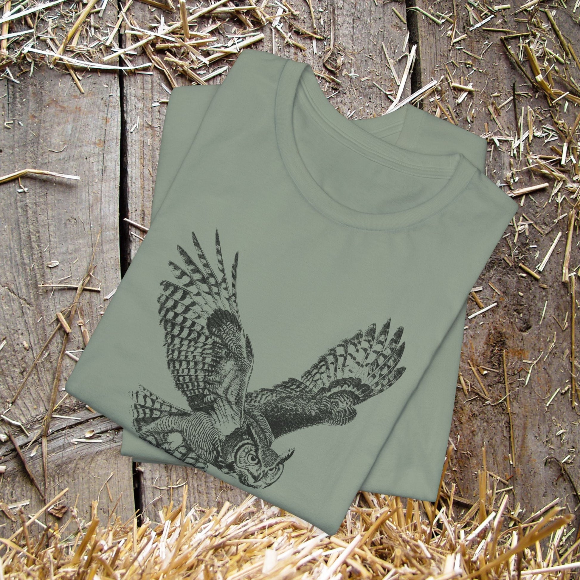 Great Horned Owl T-Shirt – Pen and Ink Wildlife Art Tee for Nature and Bird Lovers - FlooredByArt