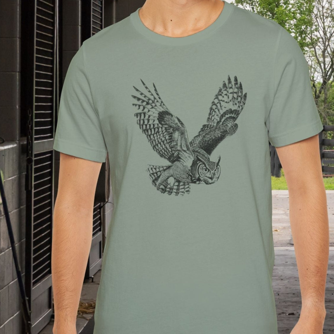 Great Horned Owl T-Shirt – Pen and Ink Wildlife Art Tee for Nature and Bird Lovers - FlooredByArt