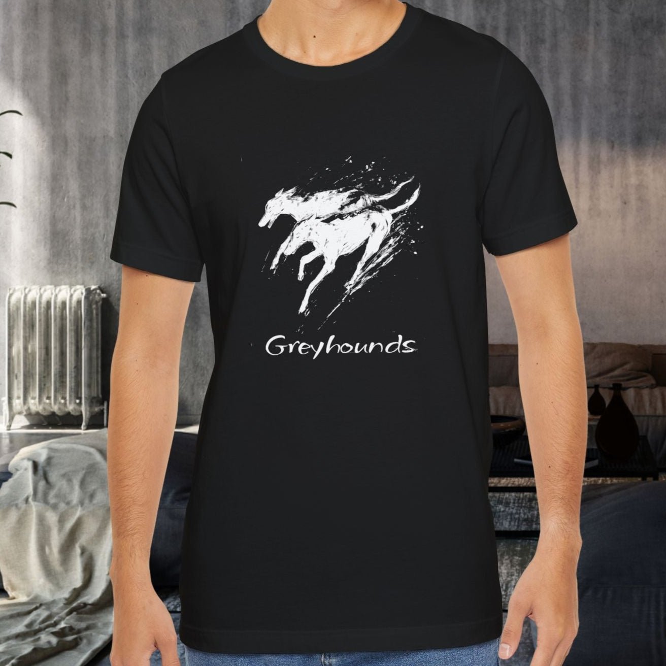 Greyhound Silhouette Art Tee, Greyhound Lover Gift, Minimalist Dog T-Shirt, Pet Adoption Shirt - FlooredByArt