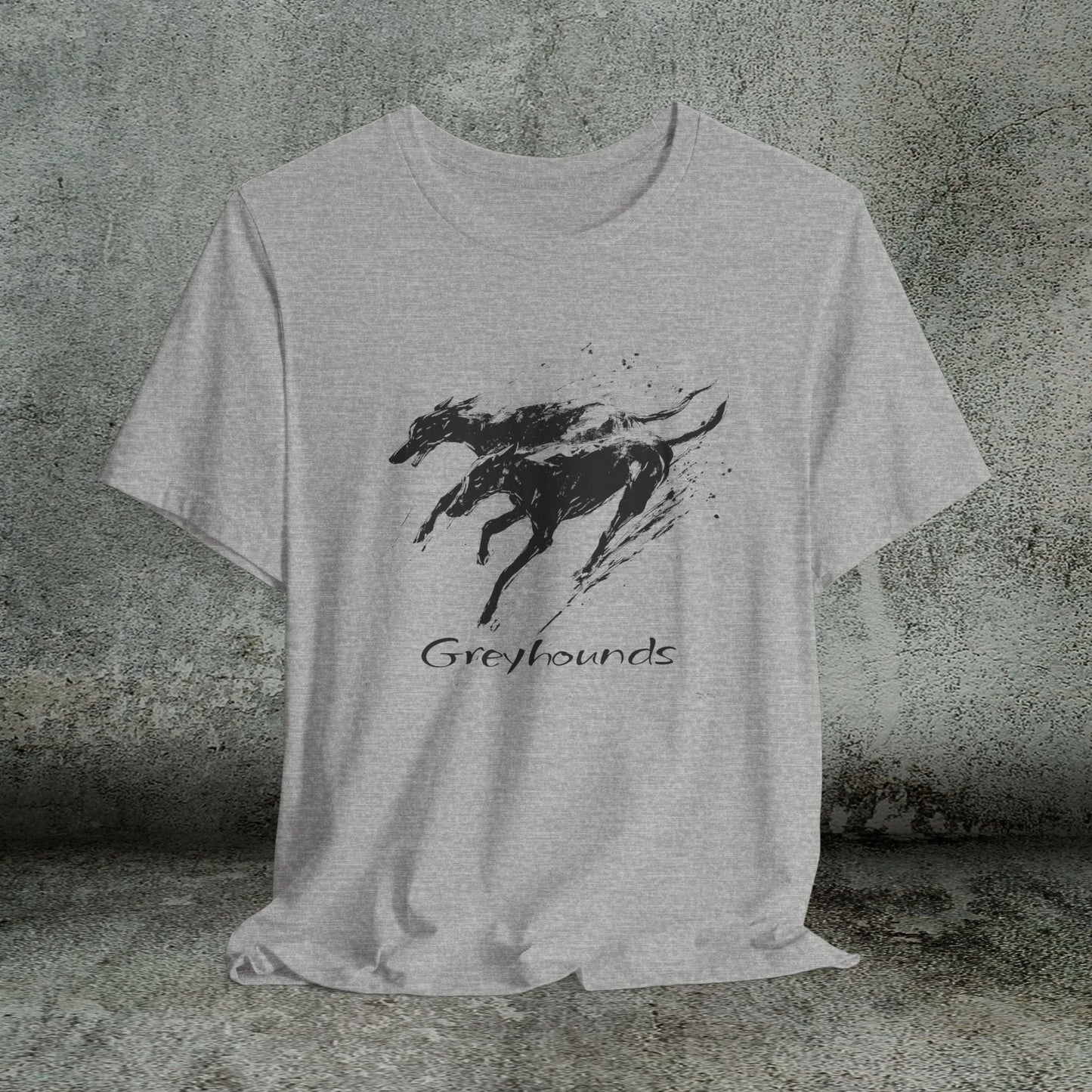 Greyhound Silhouette Art Tee, Greyhound Lover Gift, Minimalist Dog T-Shirt, Pet Adoption Shirt - FlooredByArt