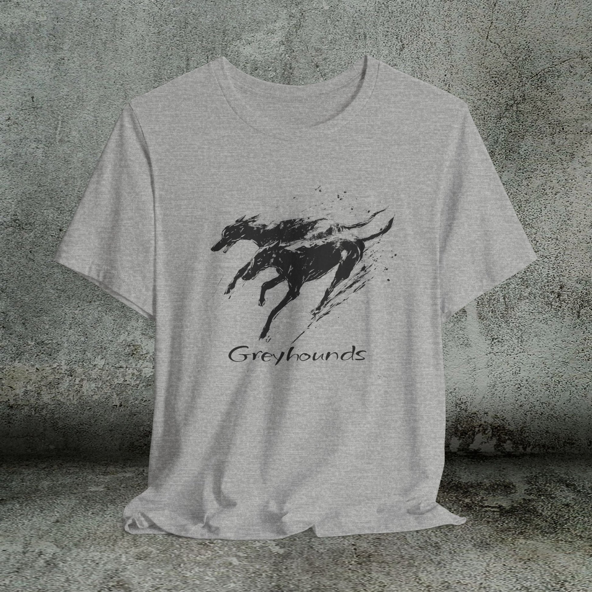 Greyhound Silhouette Art Tee, Greyhound Lover Gift, Minimalist Dog T-Shirt, Pet Adoption Shirt - FlooredByArt