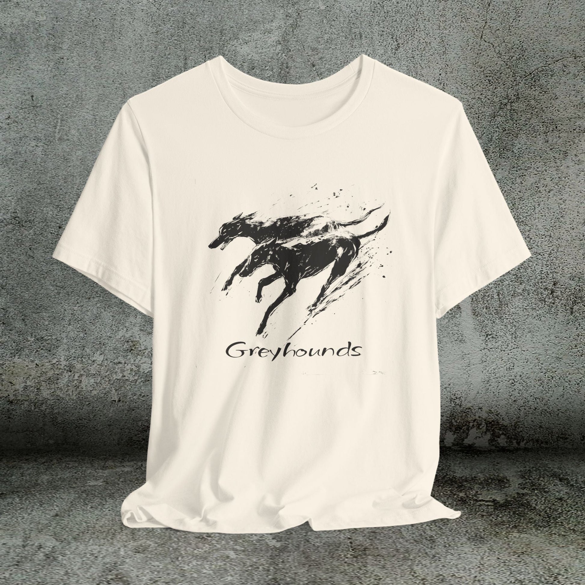 Greyhound Silhouette Art Tee, Greyhound Lover Gift, Minimalist Dog T-Shirt, Pet Adoption Shirt - FlooredByArt