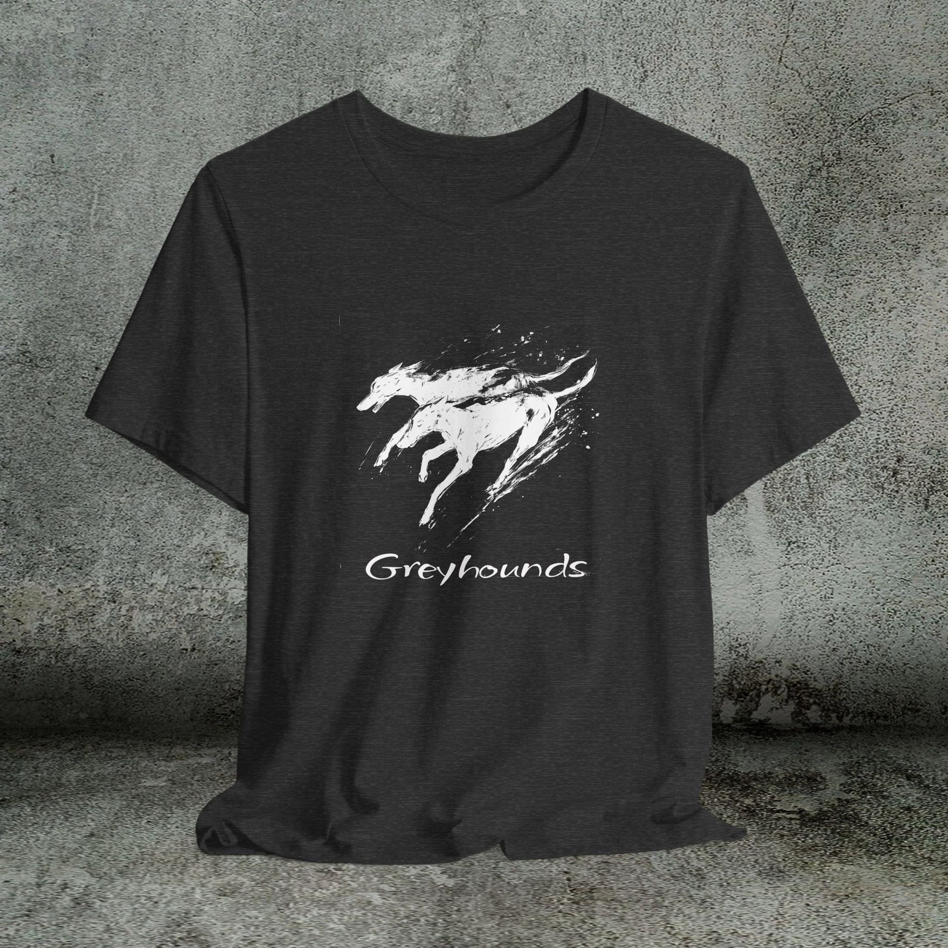 Greyhound Silhouette Art Tee, Greyhound Lover Gift, Minimalist Dog T-Shirt, Pet Adoption Shirt - FlooredByArt