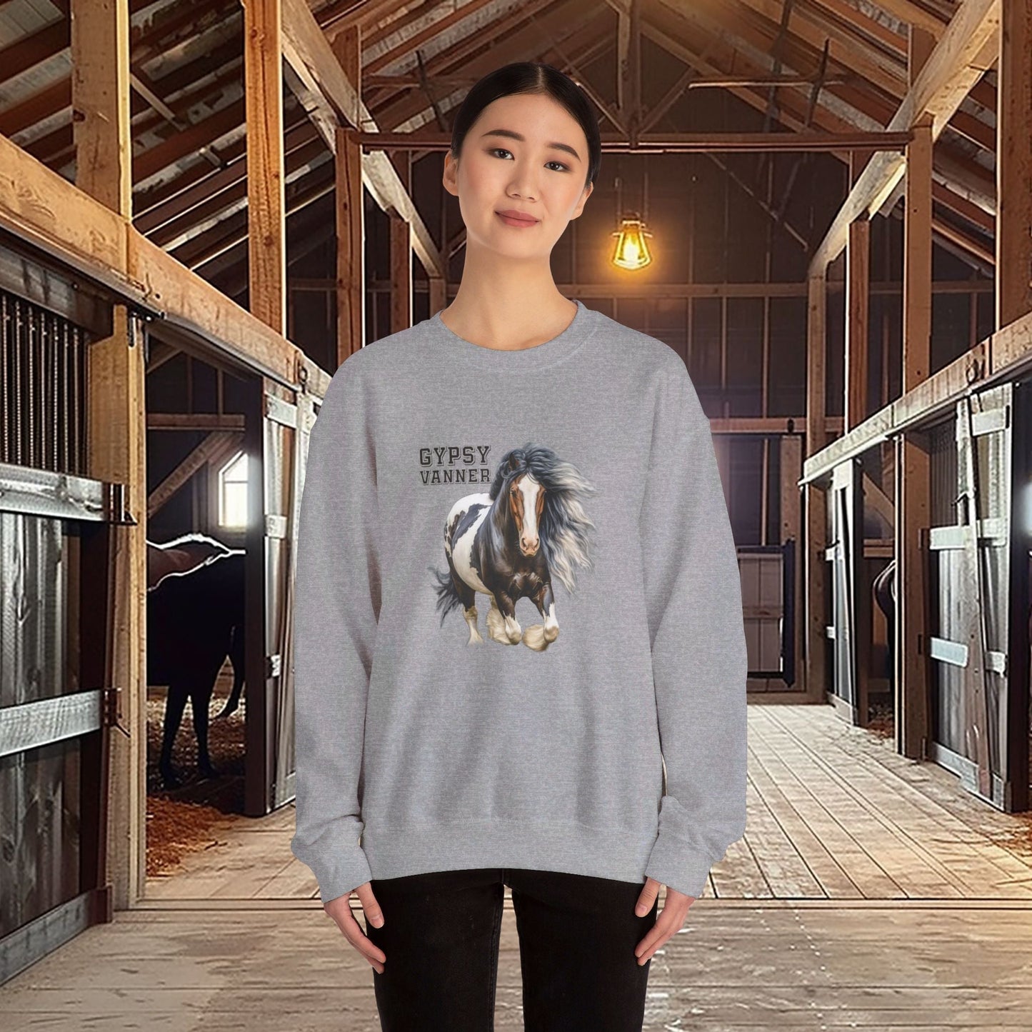 Gypsy Vanner Horse Sweatshirt - Beautiful Gypsy Vanner Cob Horse Lover Gift Original Horse Sweater - FlooredByArt