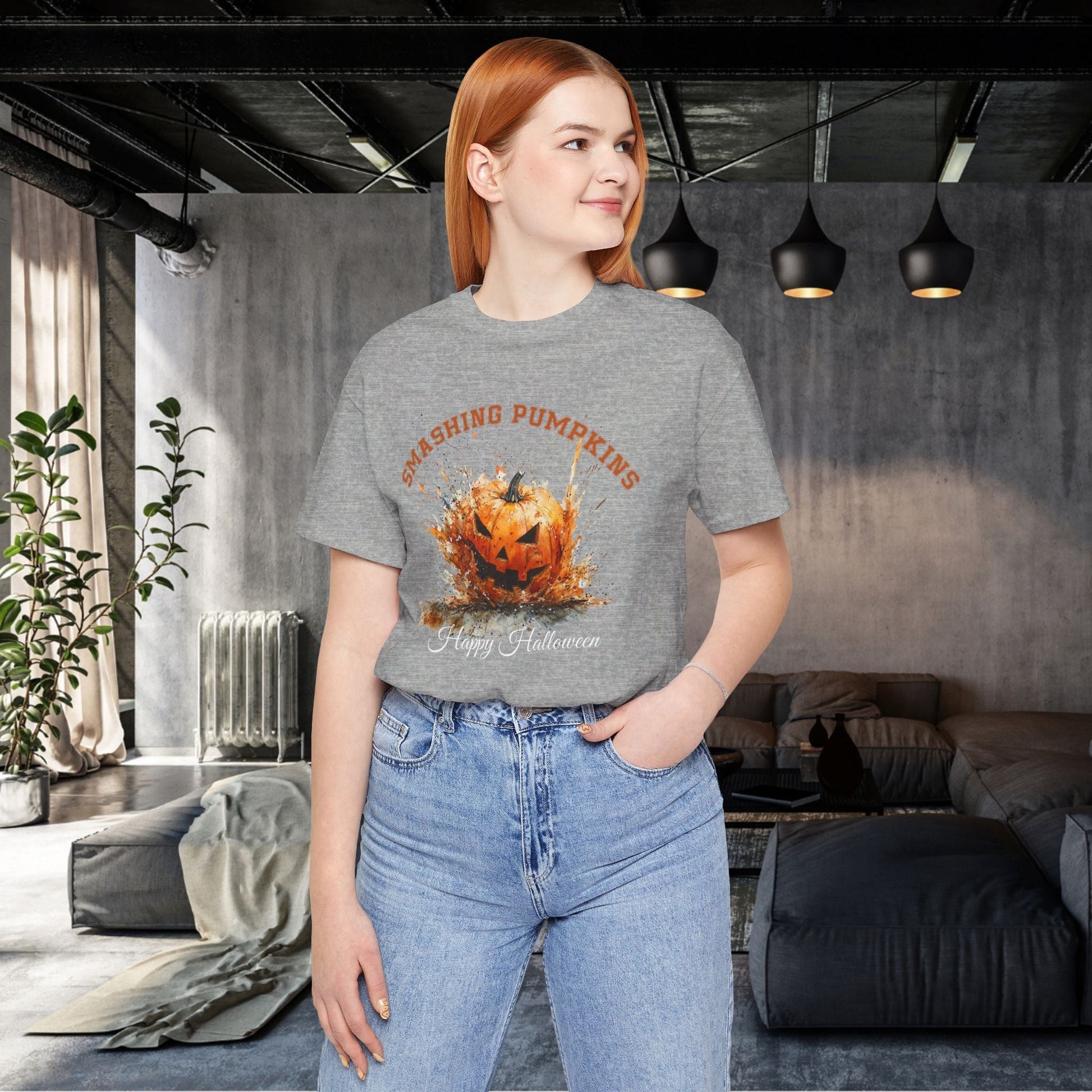 Halloween Pumpkin T-Shirt, FUN Smashing Pumpkin Retro Jack o Latern Halloween Shirt - FlooredByArt