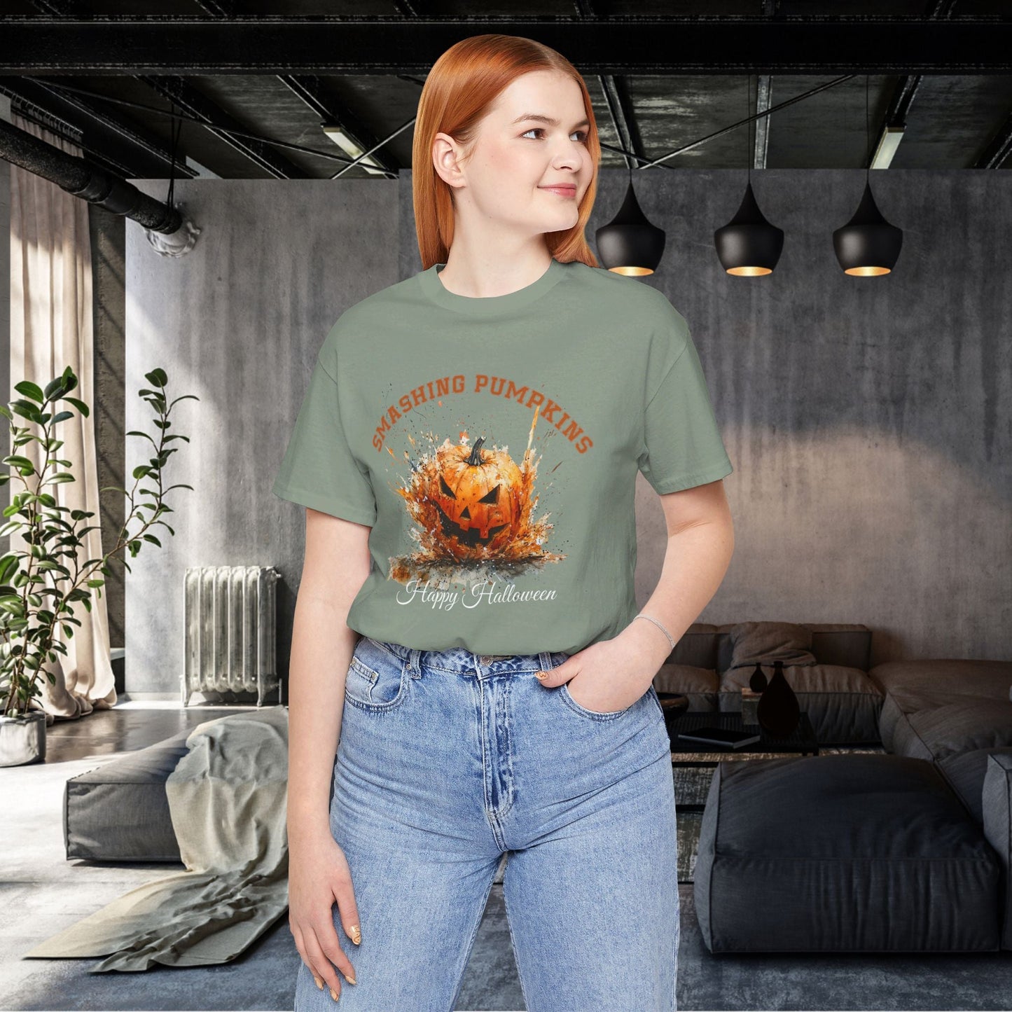 Halloween Pumpkin T-Shirt, FUN Smashing Pumpkin Retro Jack o Latern Halloween Shirt - FlooredByArt