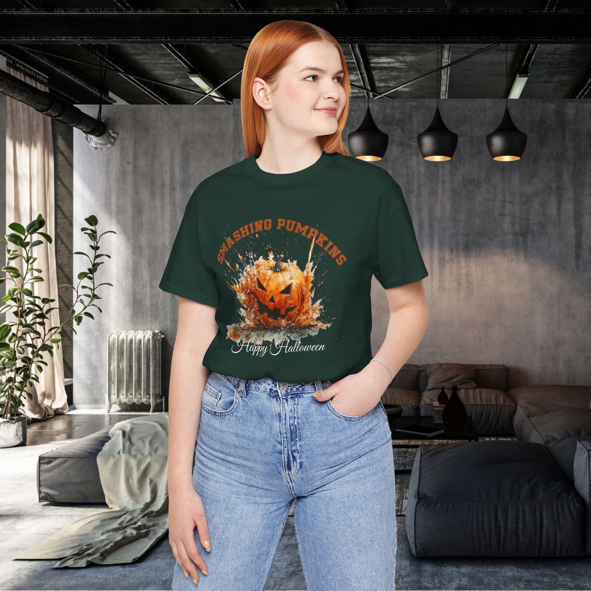 Halloween Pumpkin T-Shirt, FUN Smashing Pumpkin Retro Jack o Latern Halloween Shirt - FlooredByArt