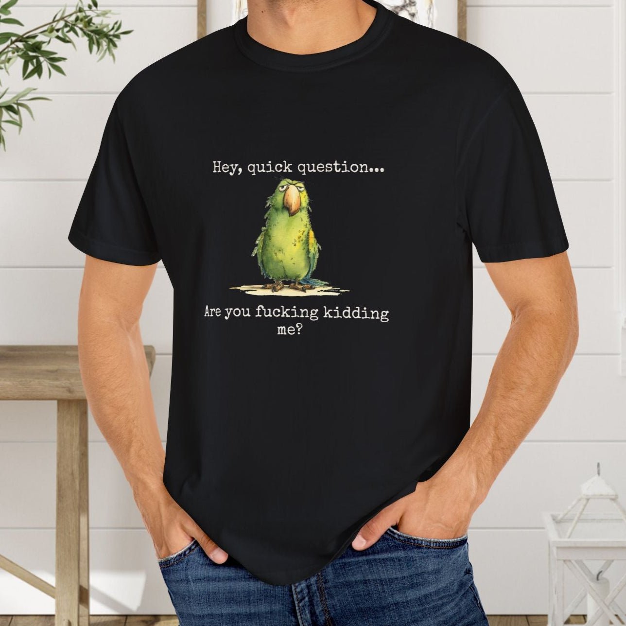 Hey There Parrot T-Shirt, Spicy Funny Quote Bird Lover Tee - FlooredByArt