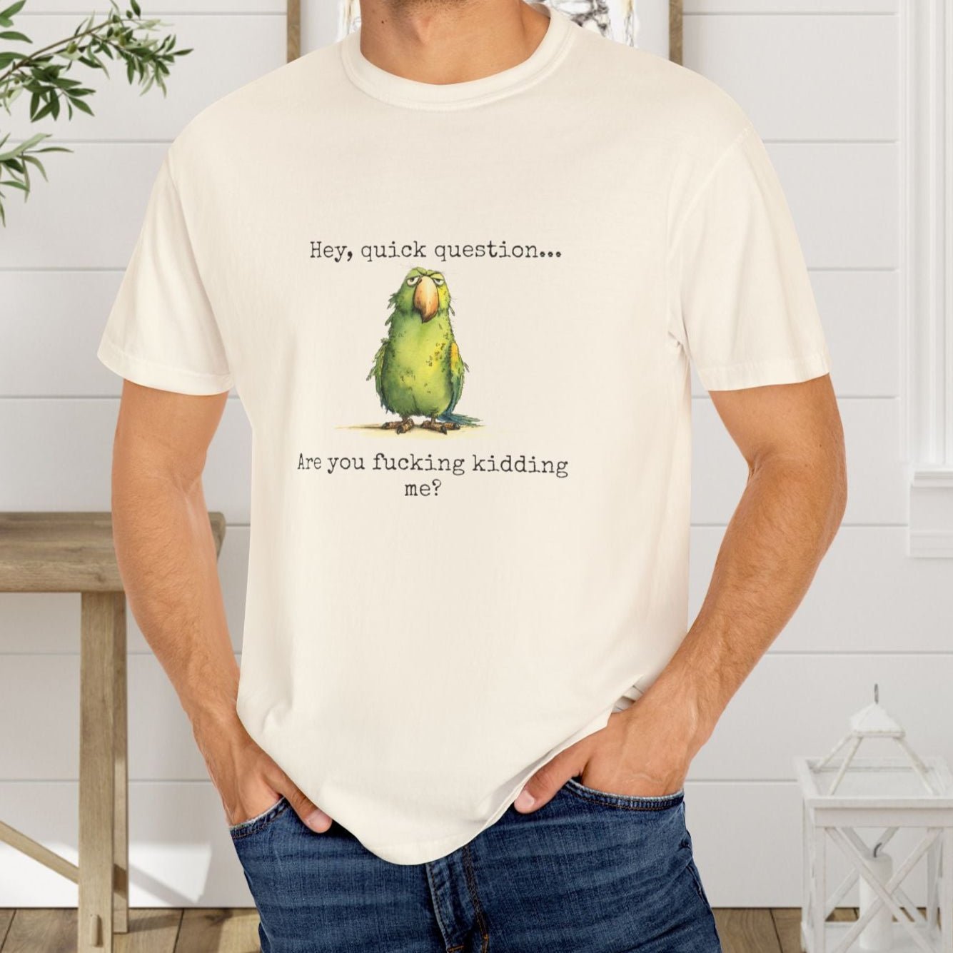 Hey There Parrot T-Shirt, Spicy Funny Quote Bird Lover Tee - FlooredByArt