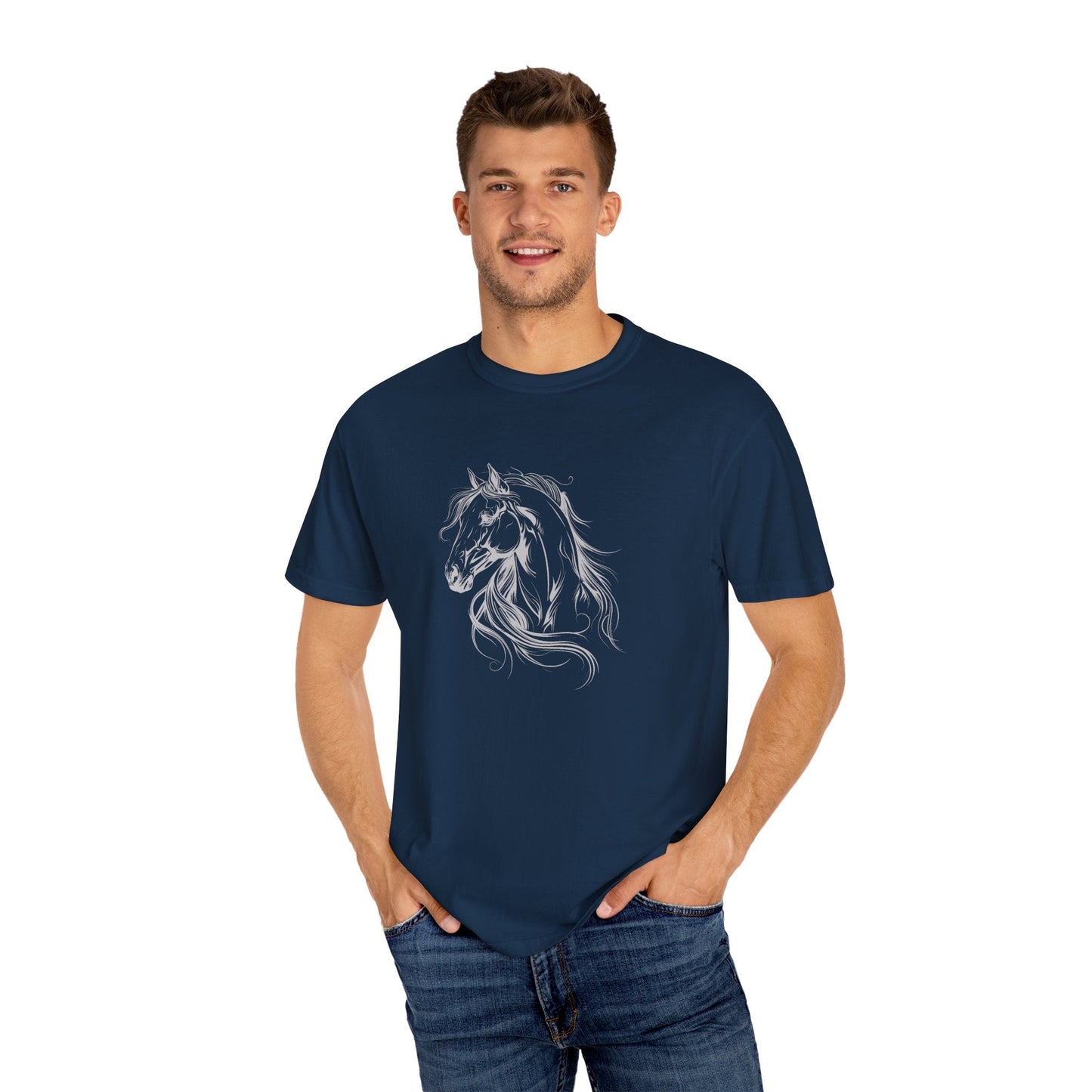Horse Art Tshirt, Spirited Drawing of a Horse, Comfort Colors Shirt - FlooredByArt