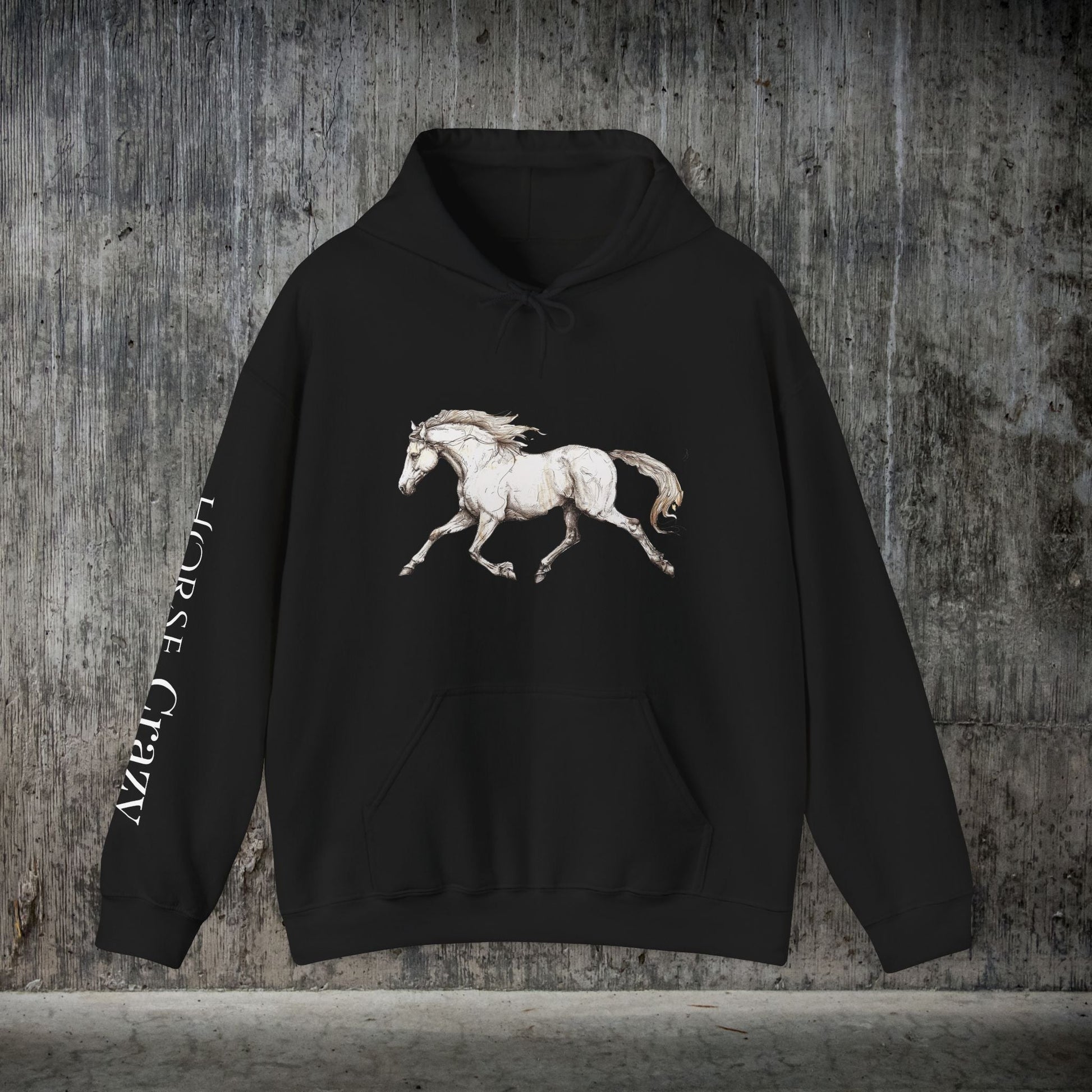 Horse Crazy Hoodie Sweatshirt - Horse Lover or Owner Gift, Horse Sweater for Women or Men, Life is Better with Horse, Horse Crazy Sleeve - FlooredByArt