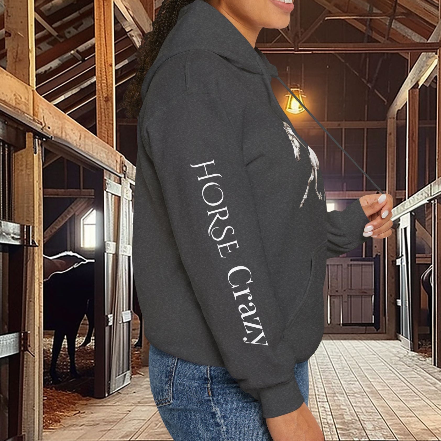 Horse Crazy Hoodie Sweatshirt - Horse Lover or Owner Gift, Horse Sweater for Women or Men, Life is Better with Horse, Horse Crazy Sleeve - FlooredByArt