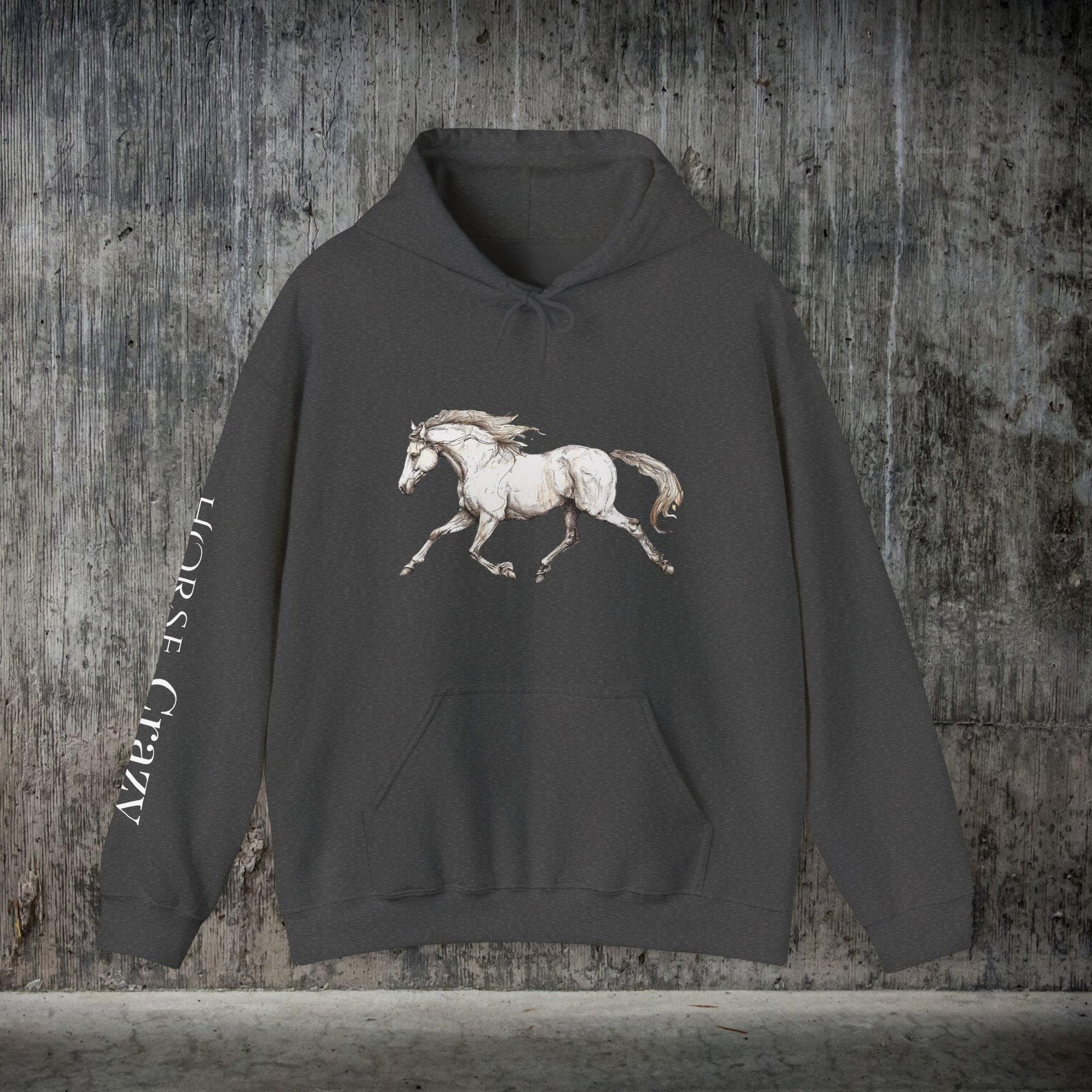Horse Crazy Hoodie Sweatshirt - Horse Lover or Owner Gift, Horse Sweater for Women or Men, Life is Better with Horse, Horse Crazy Sleeve - FlooredByArt