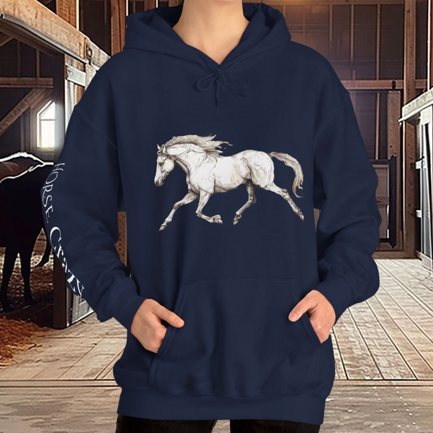 Horse Crazy Hoodie Sweatshirt - Horse Lover or Owner Gift, Horse Sweater for Women or Men, Life is Better with Horse, Horse Crazy Sleeve - FlooredByArt