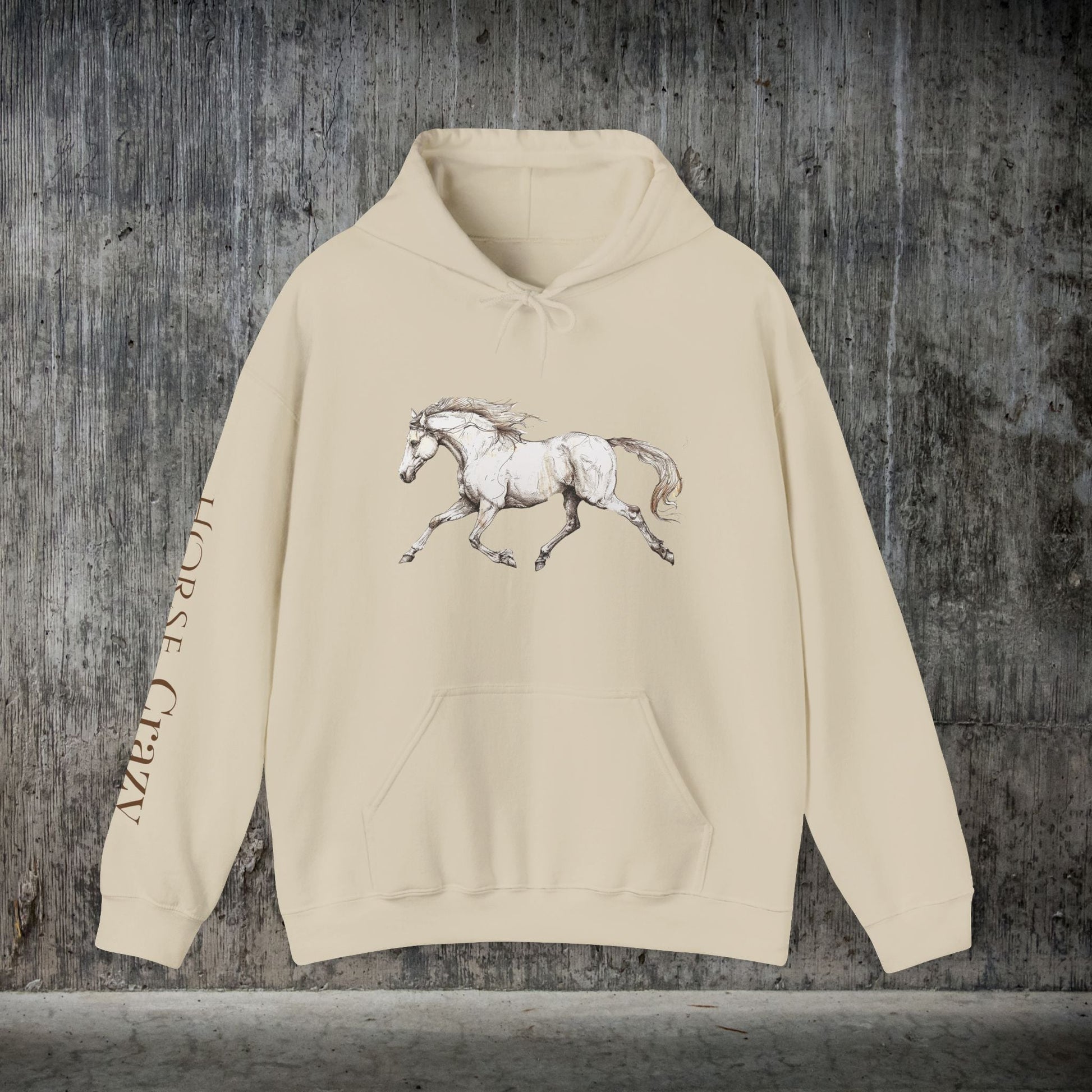 Horse Crazy Hoodie Sweatshirt - Horse Lover or Owner Gift, Horse Sweater for Women or Men, Life is Better with Horse, Horse Crazy Sleeve - FlooredByArt