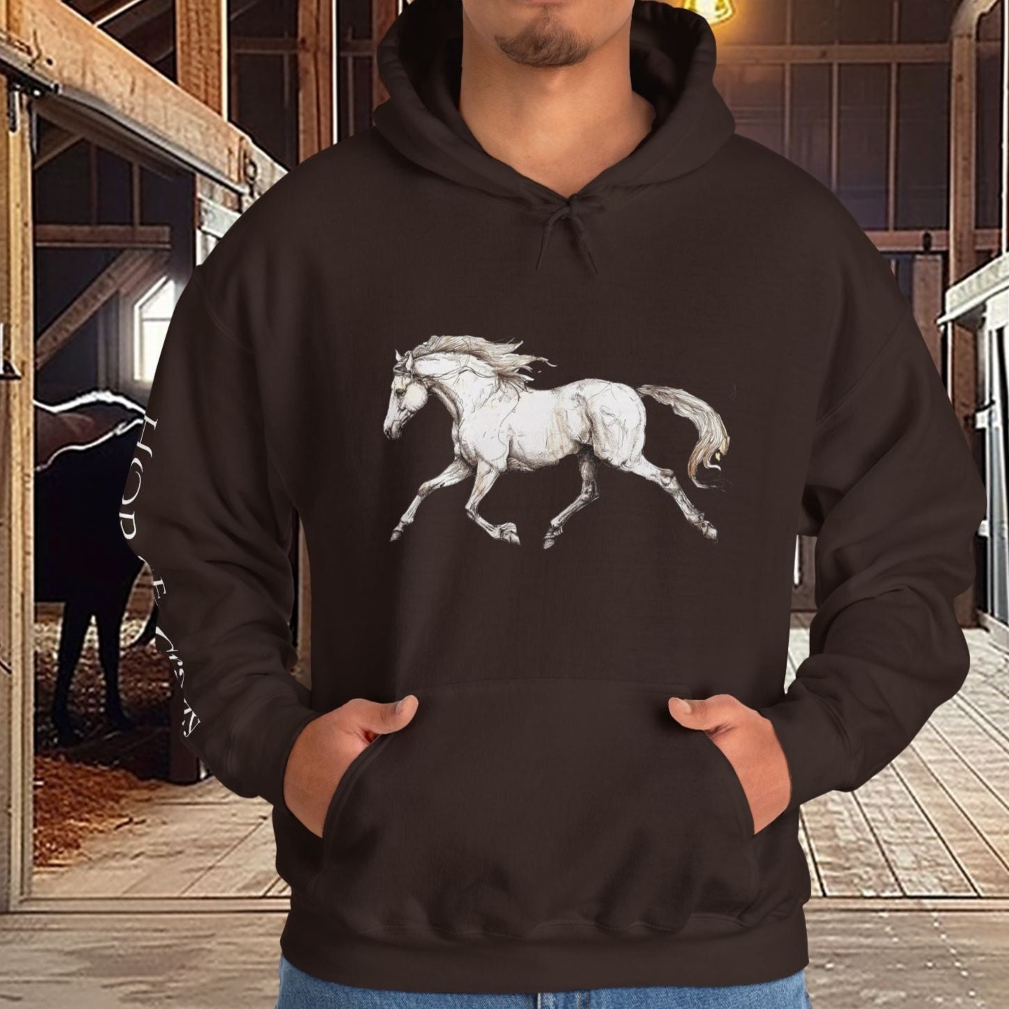 Horse Crazy Hoodie Sweatshirt - Horse Lover or Owner Gift, Horse Sweater for Women or Men, Life is Better with Horse, Horse Crazy Sleeve - FlooredByArt