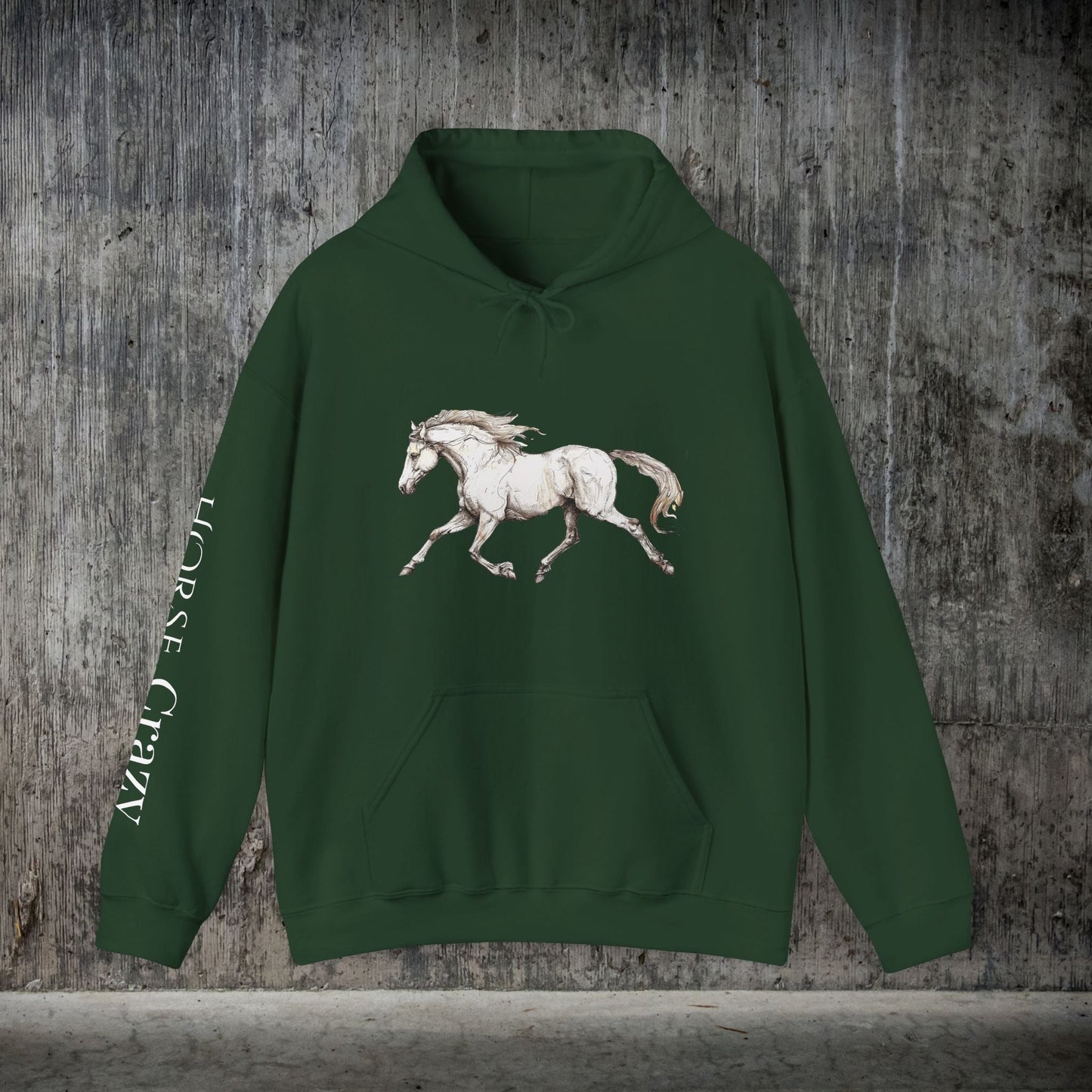 Horse Crazy Hoodie Sweatshirt - Horse Lover or Owner Gift, Horse Sweater for Women or Men, Life is Better with Horse, Horse Crazy Sleeve - FlooredByArt