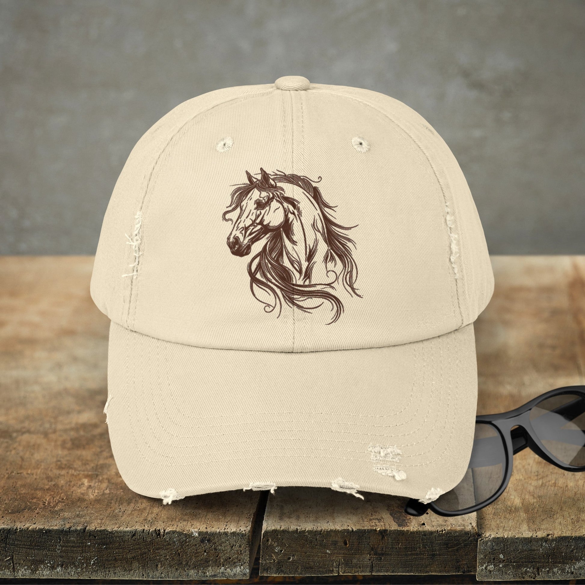 Horse Hat Cap, Horse Head Art Baseball Style Cap of Horse Head, Horse Mom or Dad Hat - FlooredByArt