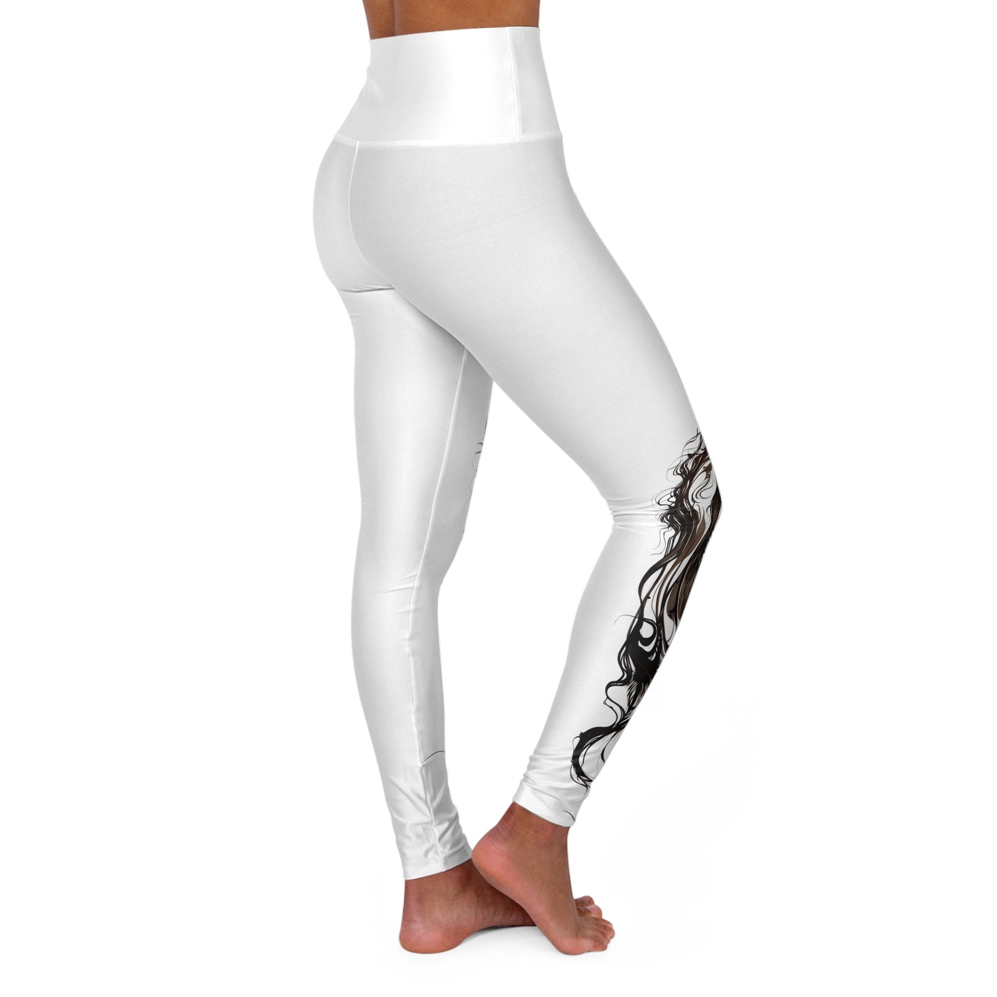 Horse Head White Leggings - High Waisted Yoga Leggings - Artful Leggings - Perfect for Gym - FlooredByArt