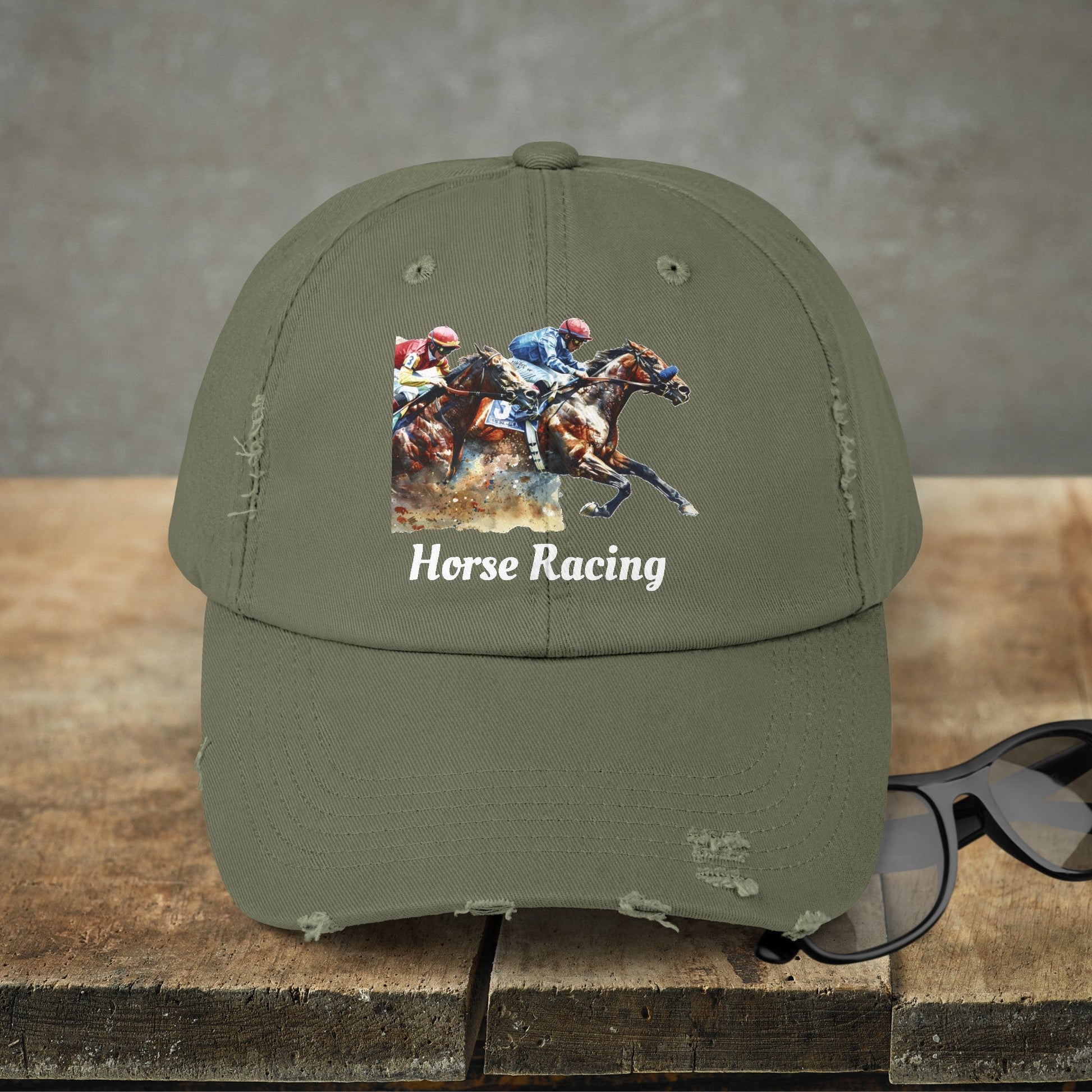 Horse Racing Baseball Cap, Horse Racing Art Gift for Racing Lover - FlooredByArt