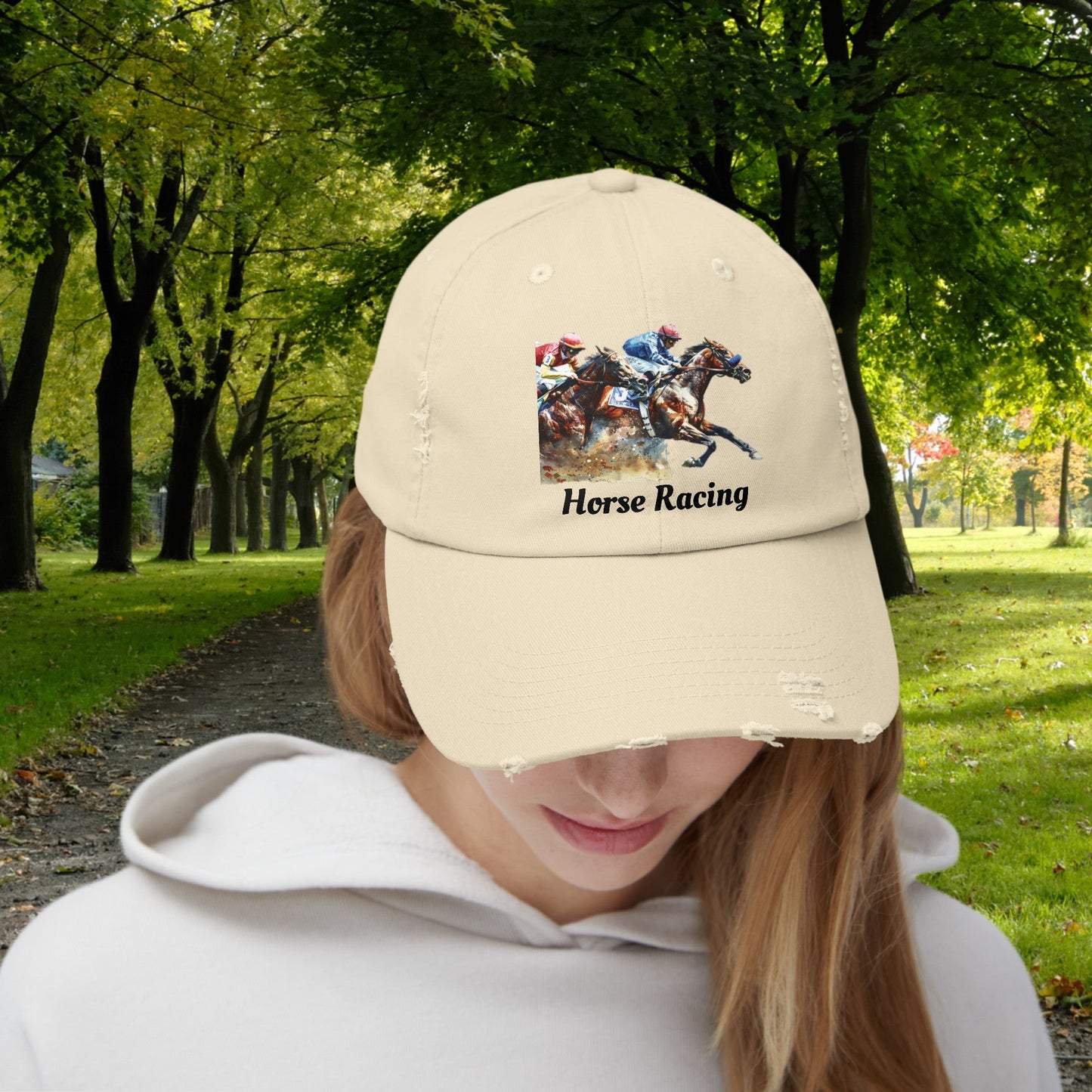 Horse Racing Baseball Cap, Horse Racing Art Gift for Racing Lover - FlooredByArt