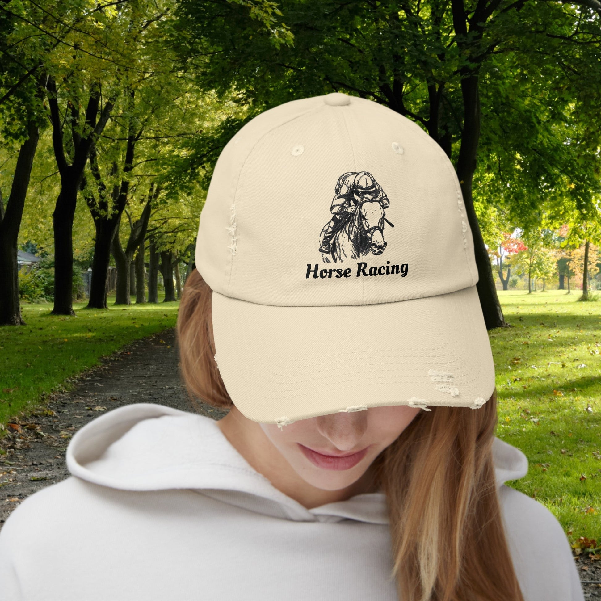 Horse Racing Baseball Cap, Line Drawing Horse Art, Perfect Hat Racing Fans - FlooredByArt