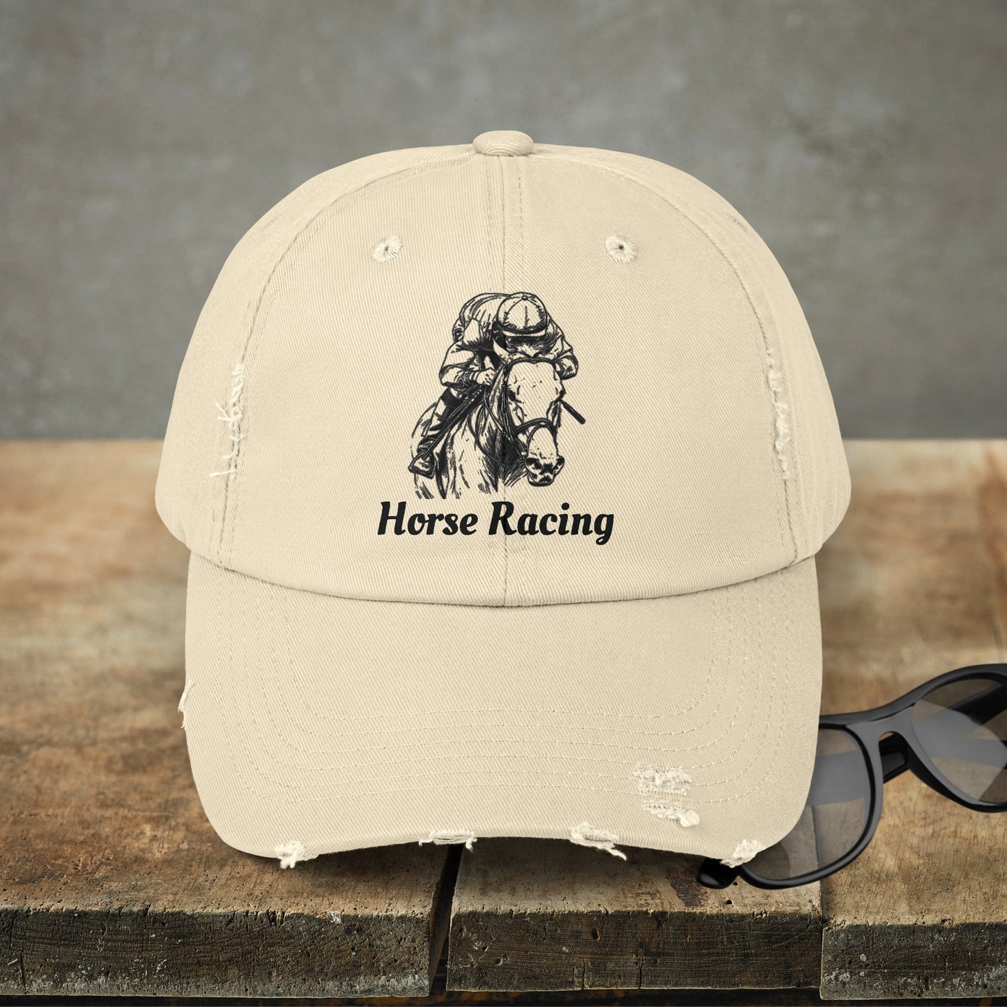 Horse Racing Baseball Cap, Line Drawing Horse Art, Perfect Hat Racing Fans - FlooredByArt